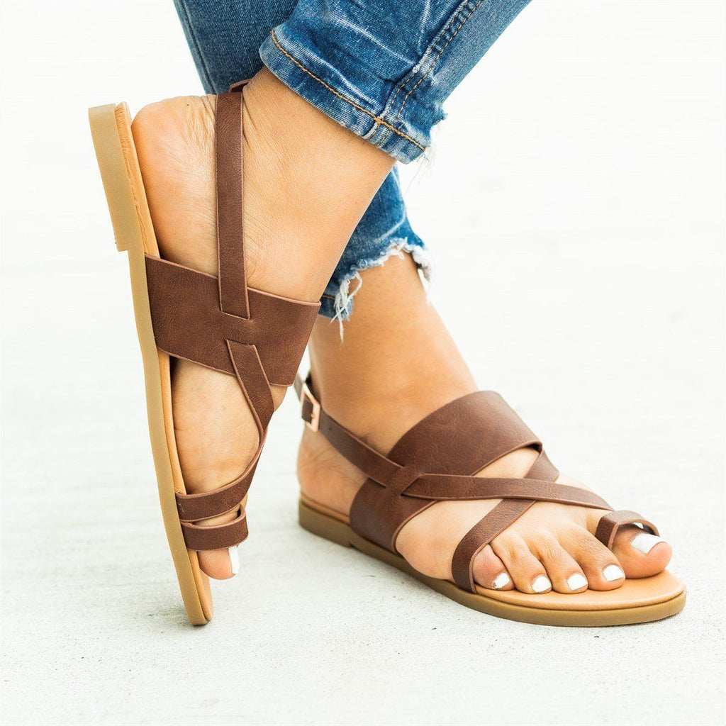 Criss Cross Toe Loop Sandals - Fashion 