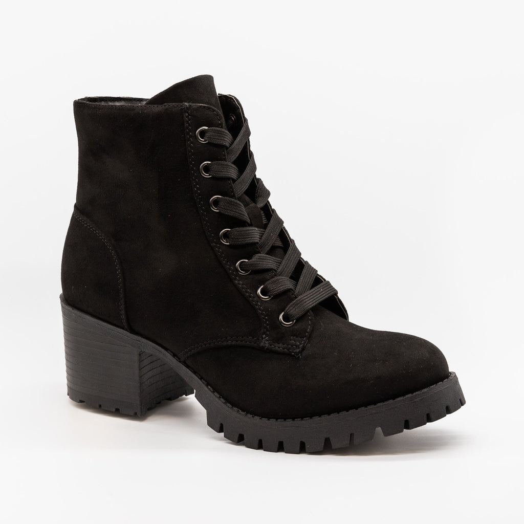 faux suede combat boots