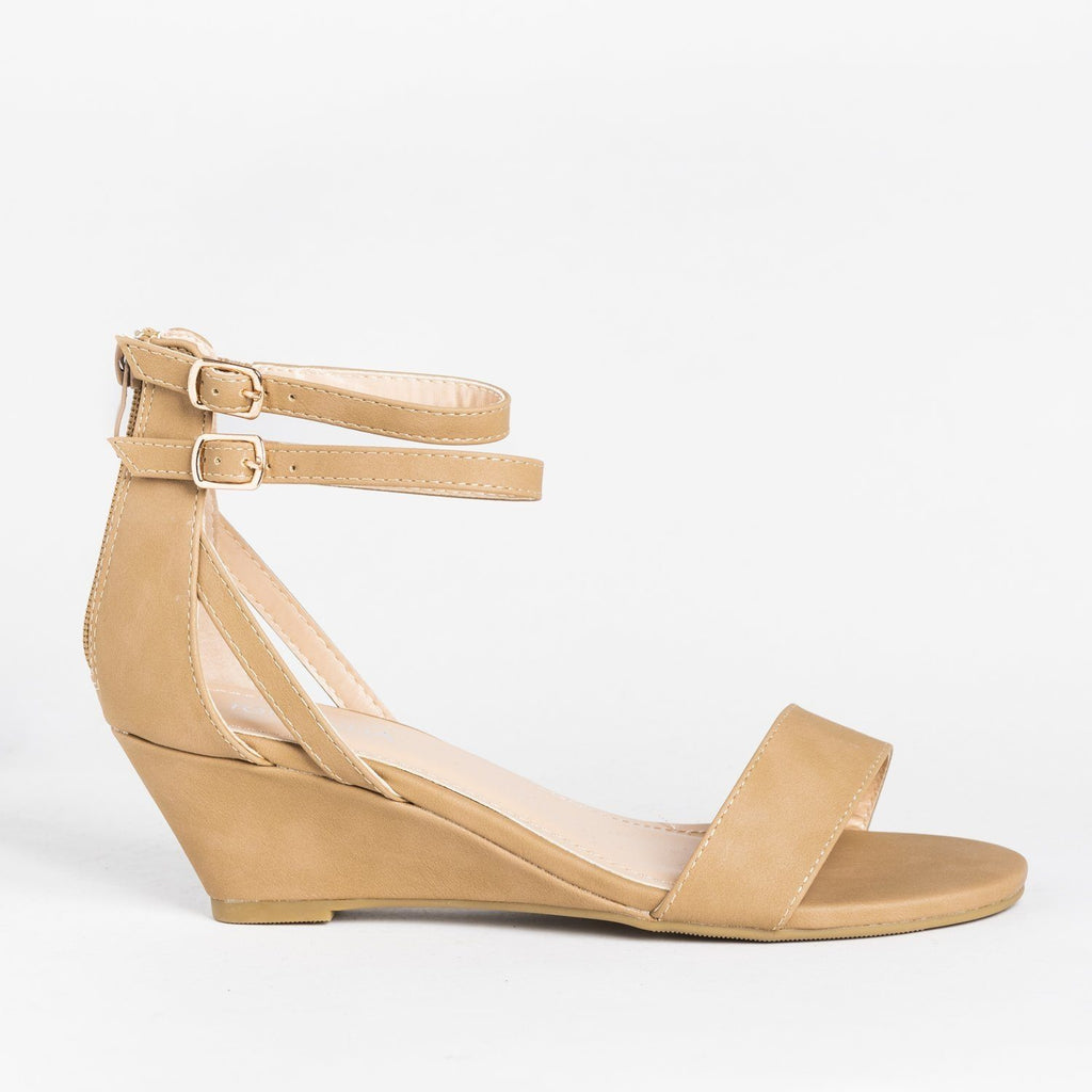tan ankle strap wedges