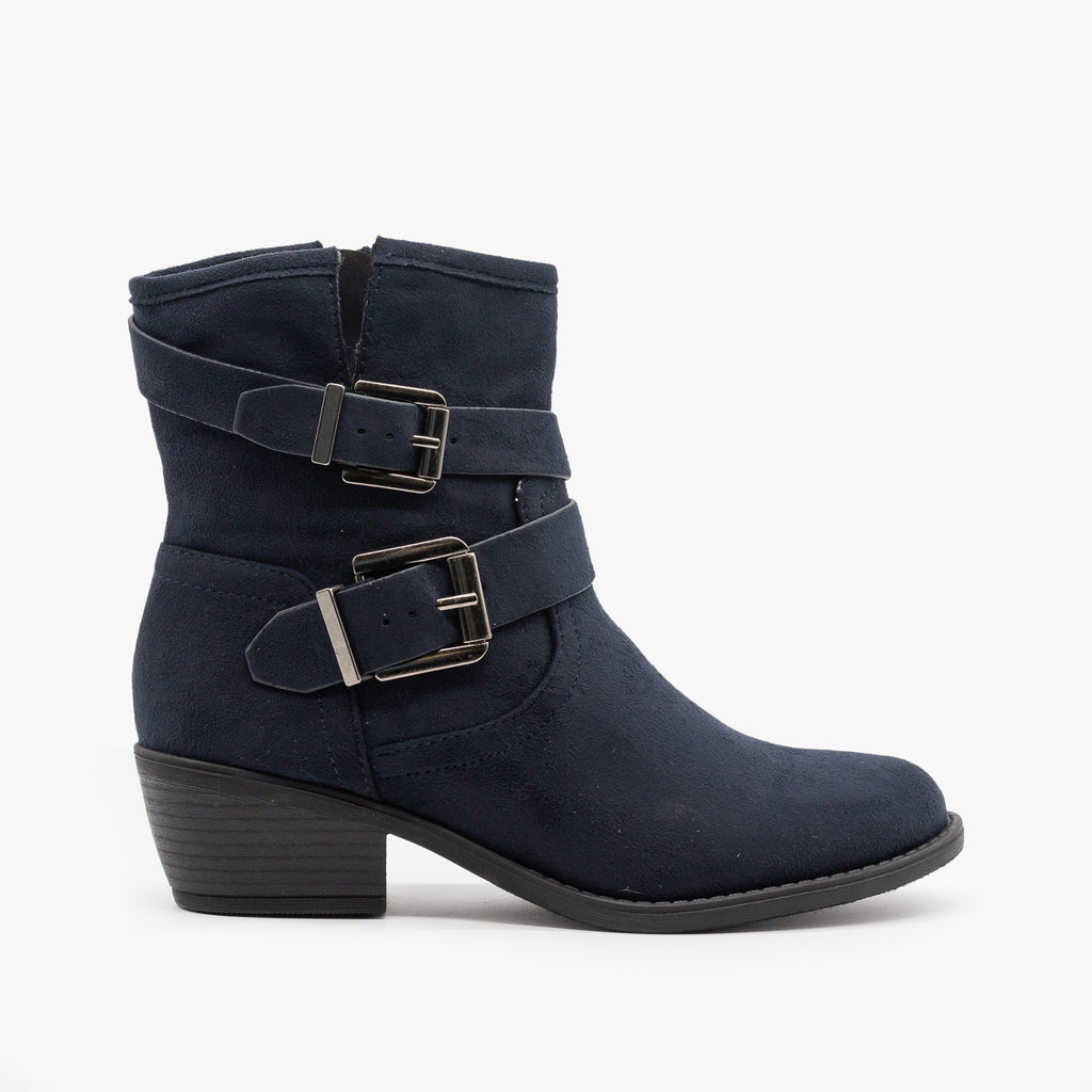 suede boots with buckles