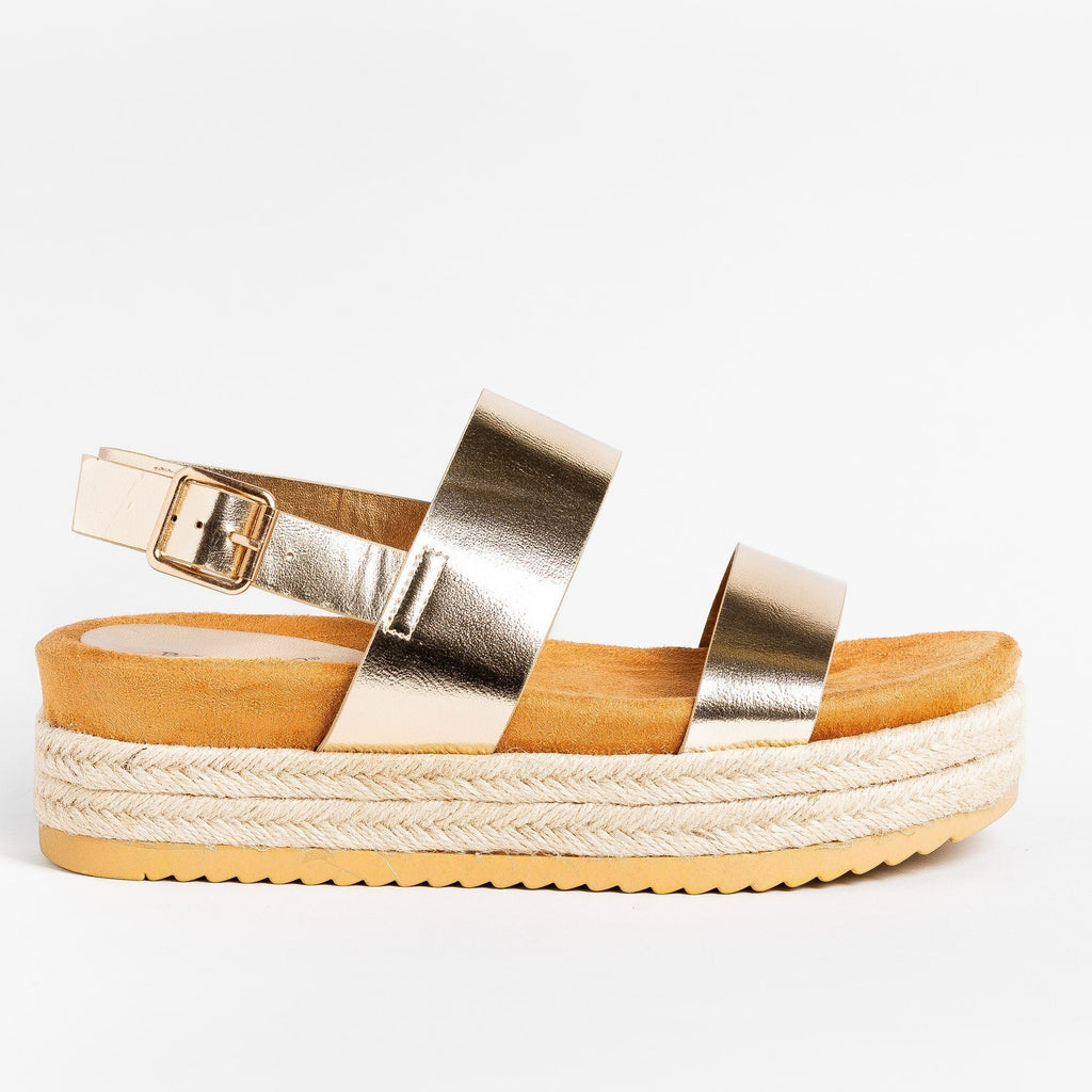 gold flatform sandals