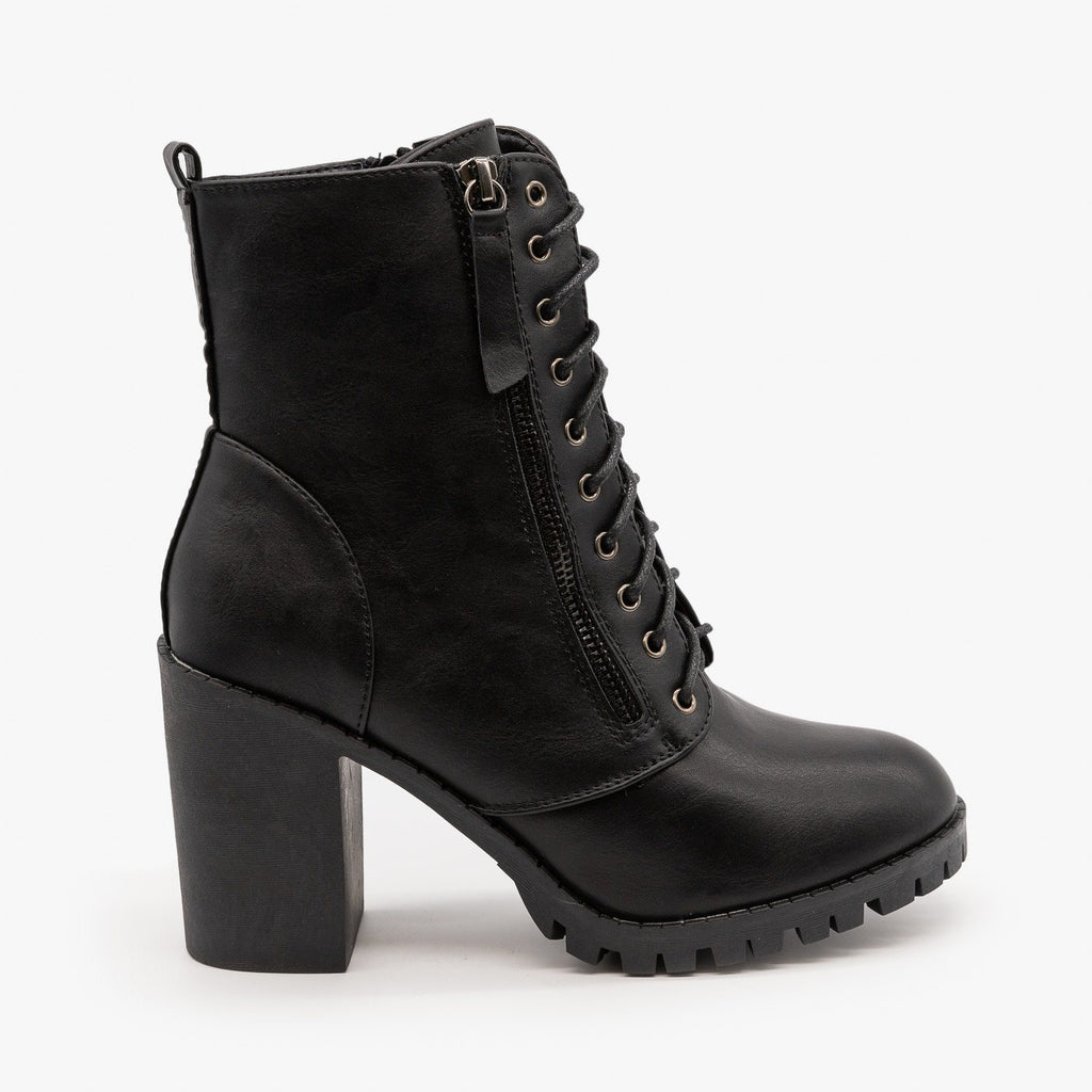 women's heel combat boots