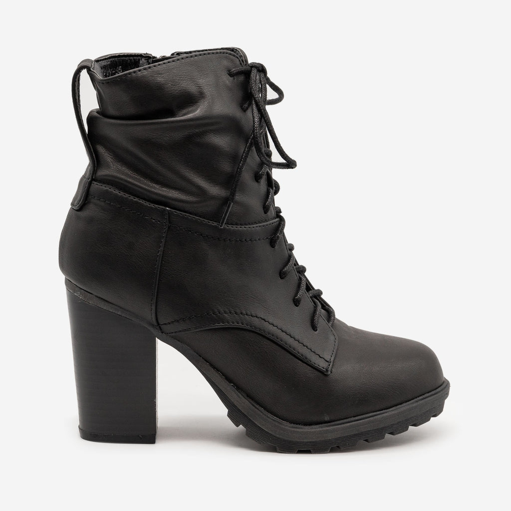 black wedge combat boots