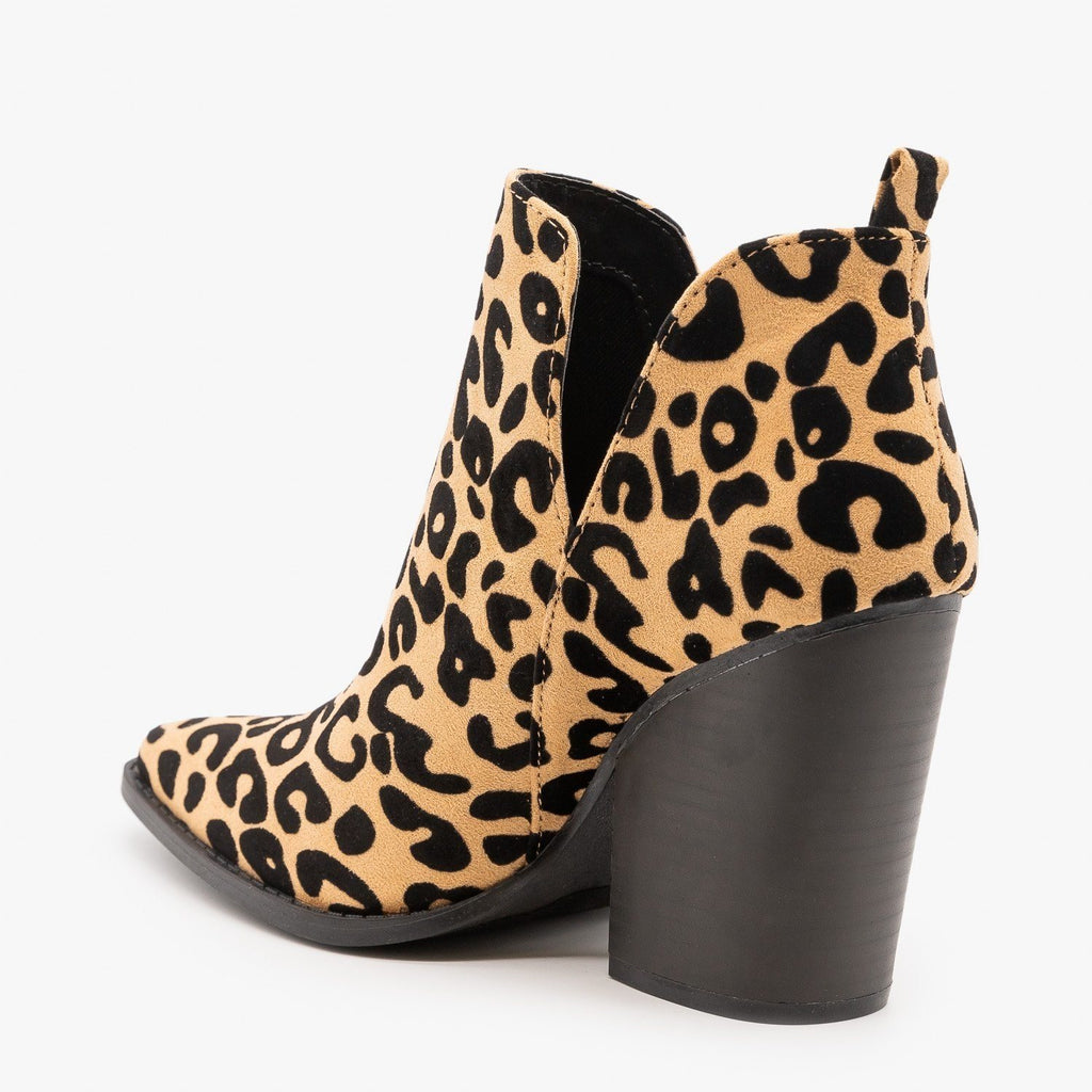 qupid leopard block heels