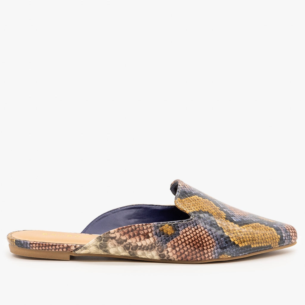 Edgy Snake Print Mules - Bamboo Shoes 
