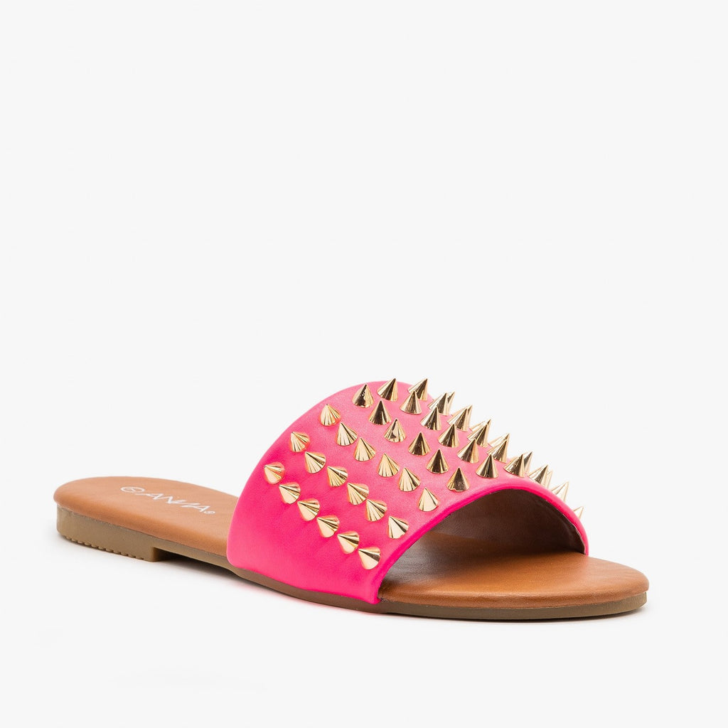 Edgy Studded Slides - Anna Shoes Luna 