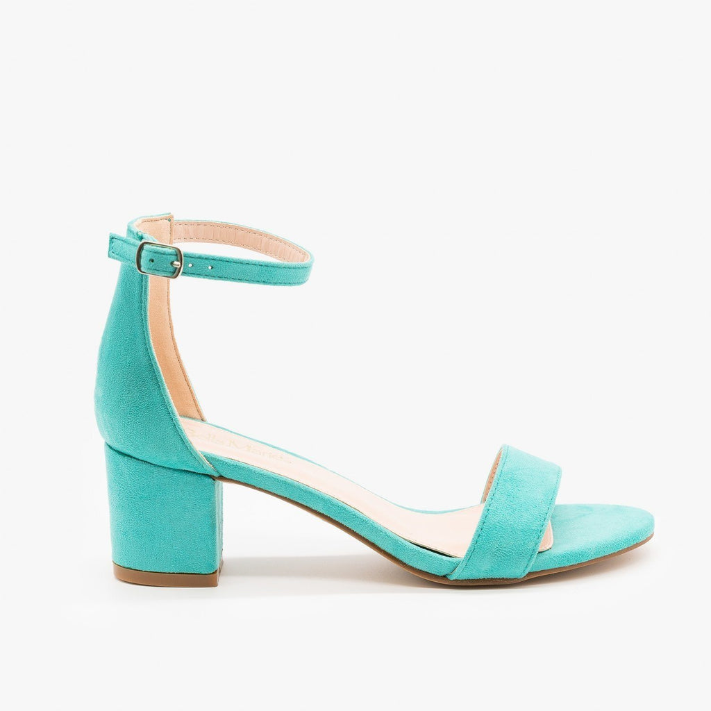 turquoise block heels