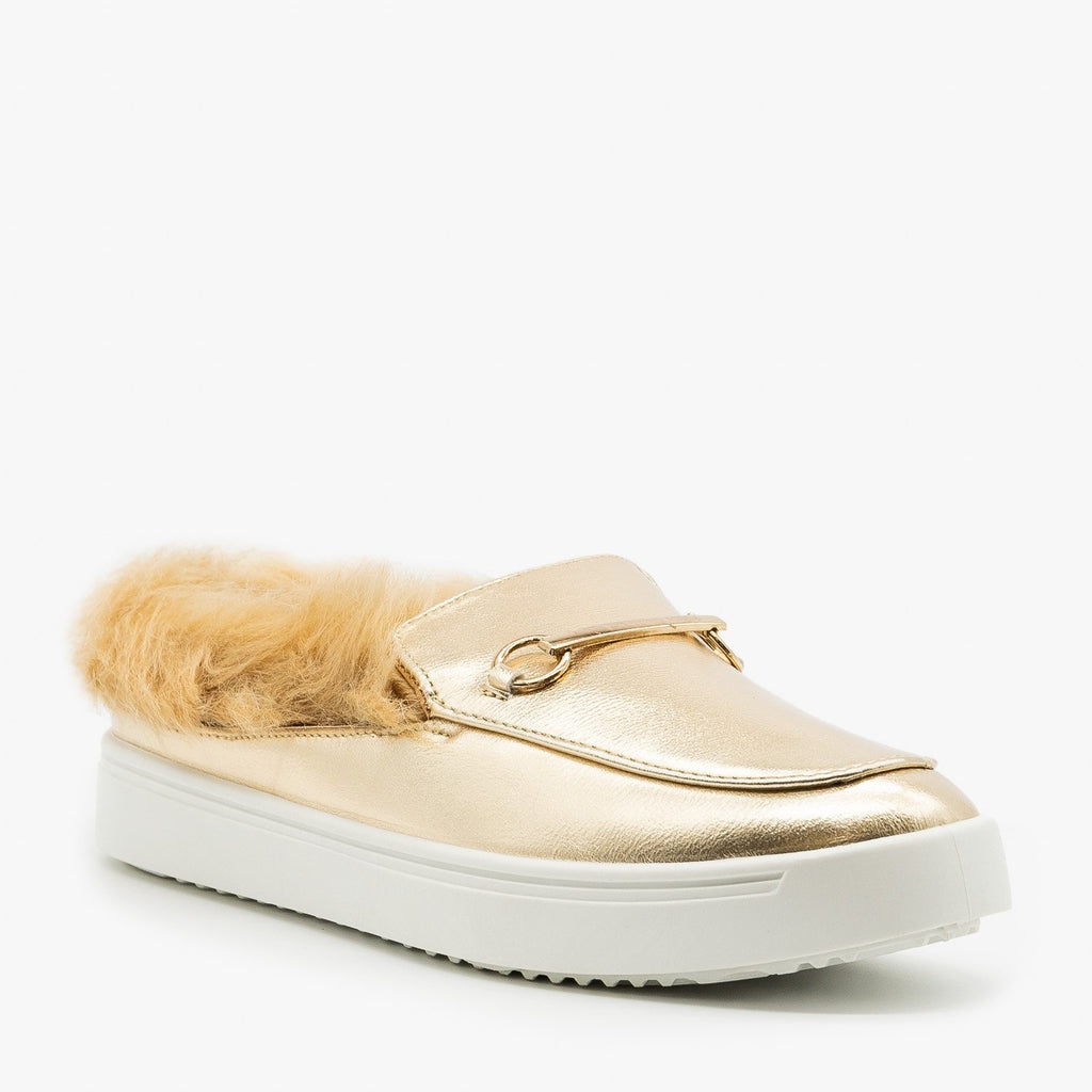 fur loafers womens