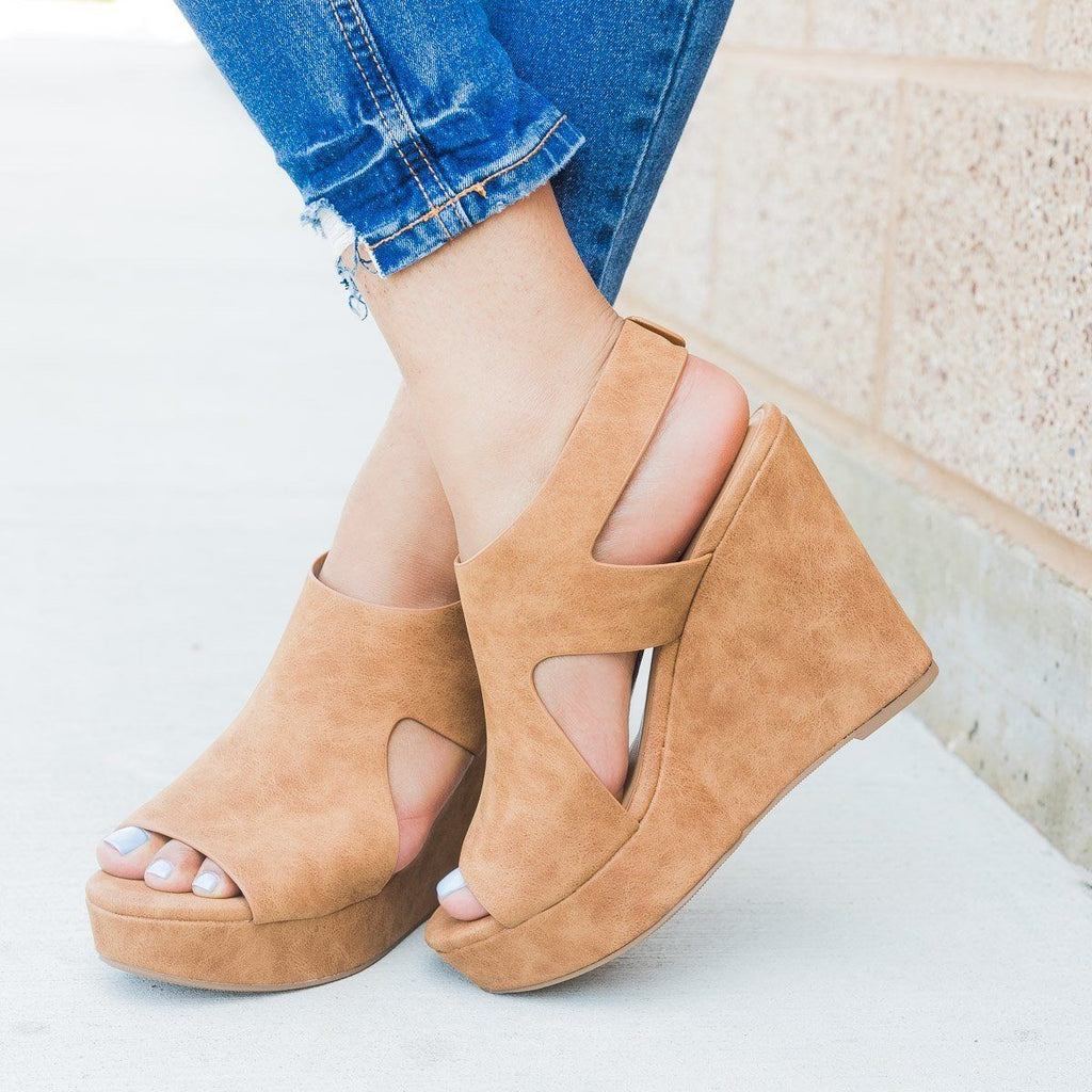 faux leather wedges