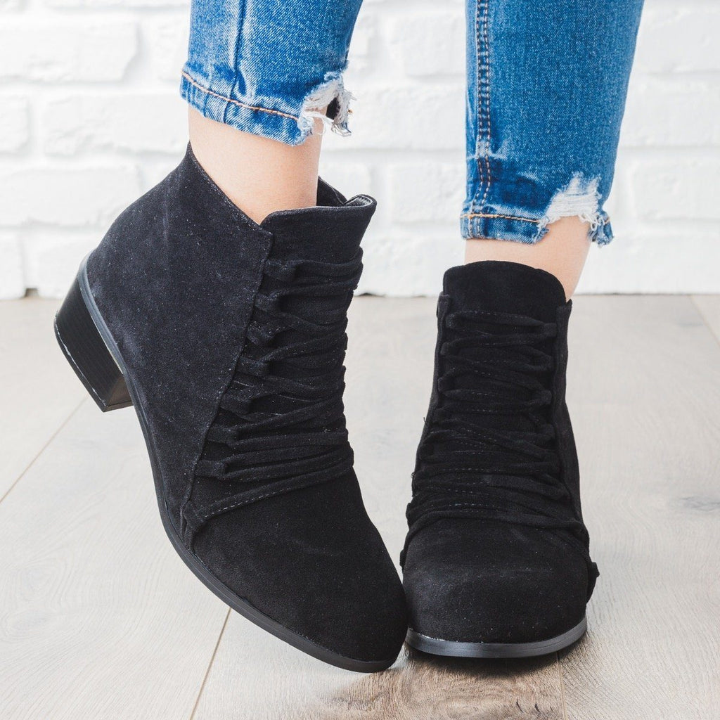 Faux Suede Lace-Up Booties - Soho Girls 