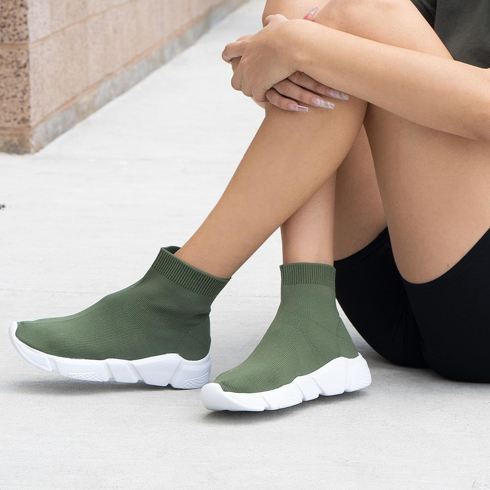 womens olive green slip on sneakers