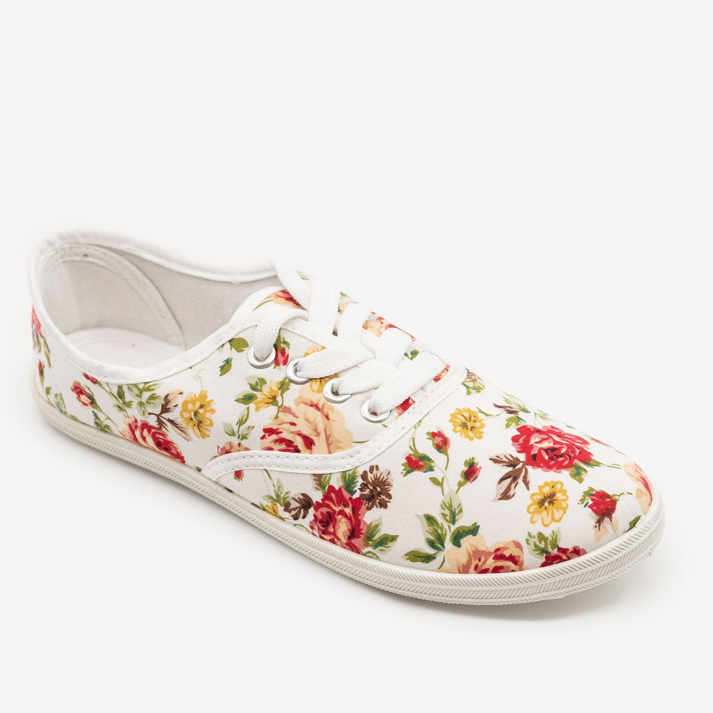 Floral Canvas Sneakers - Refresh Shoes 