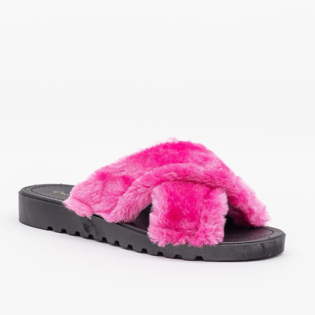 fluffy slip on shoes