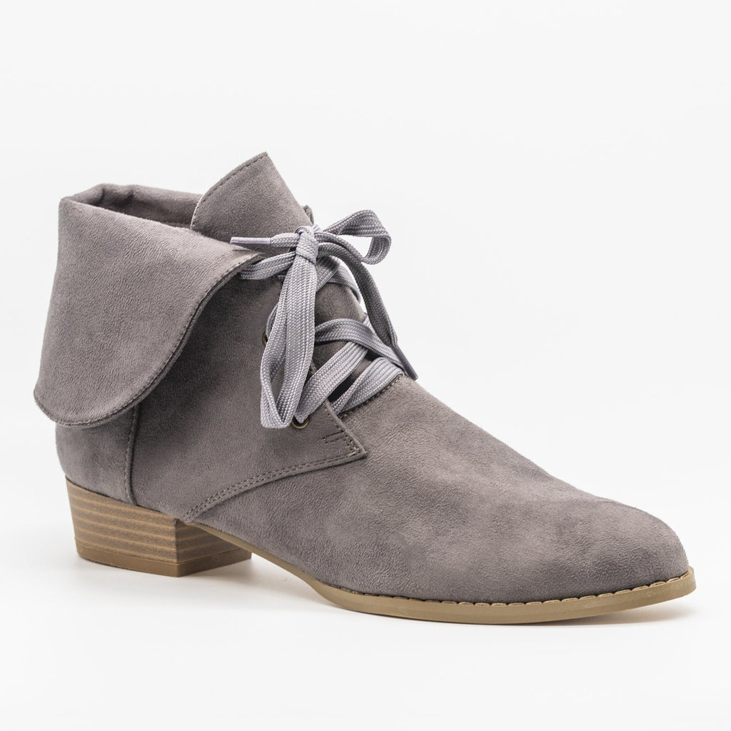 gray leather booties