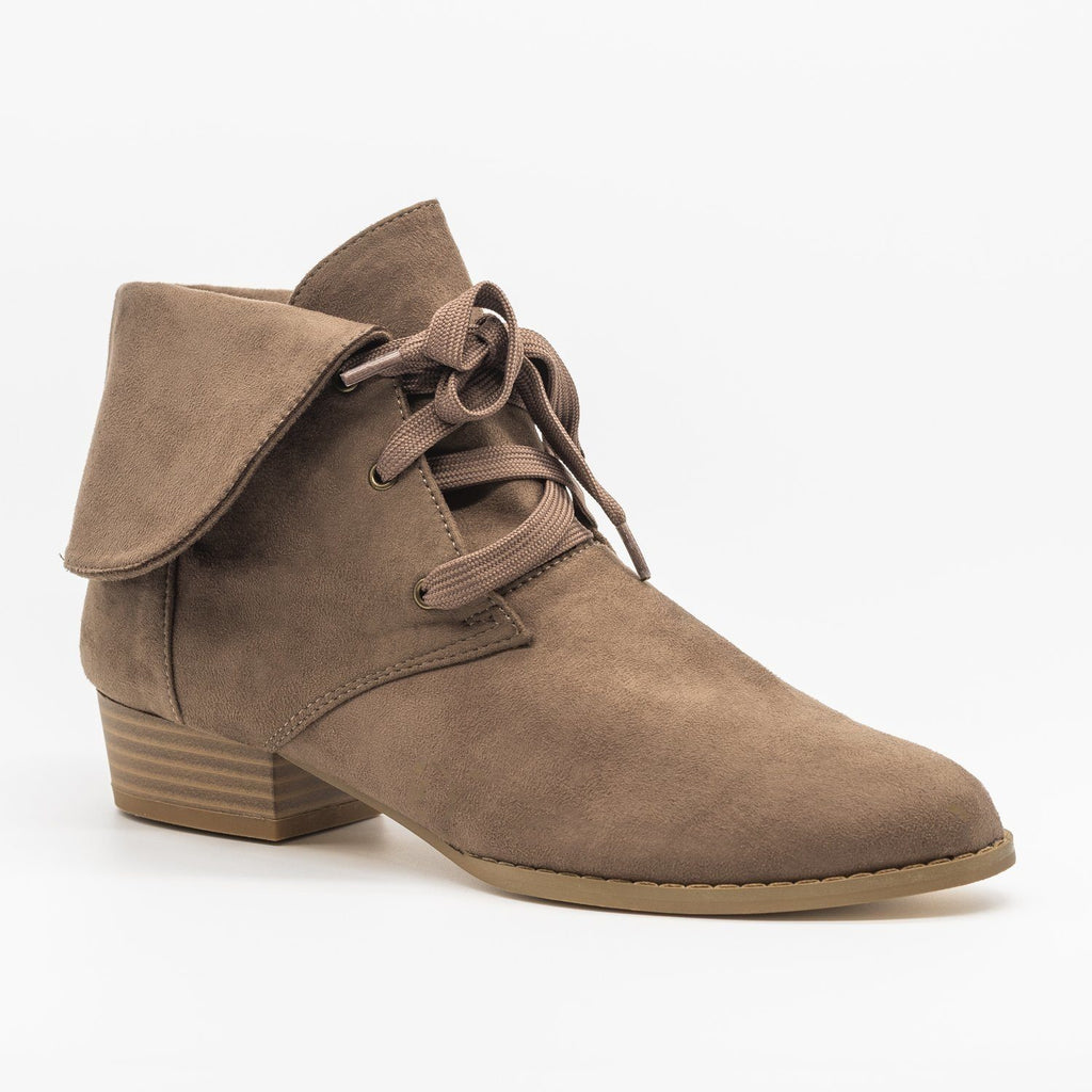 womens suede lace up booties