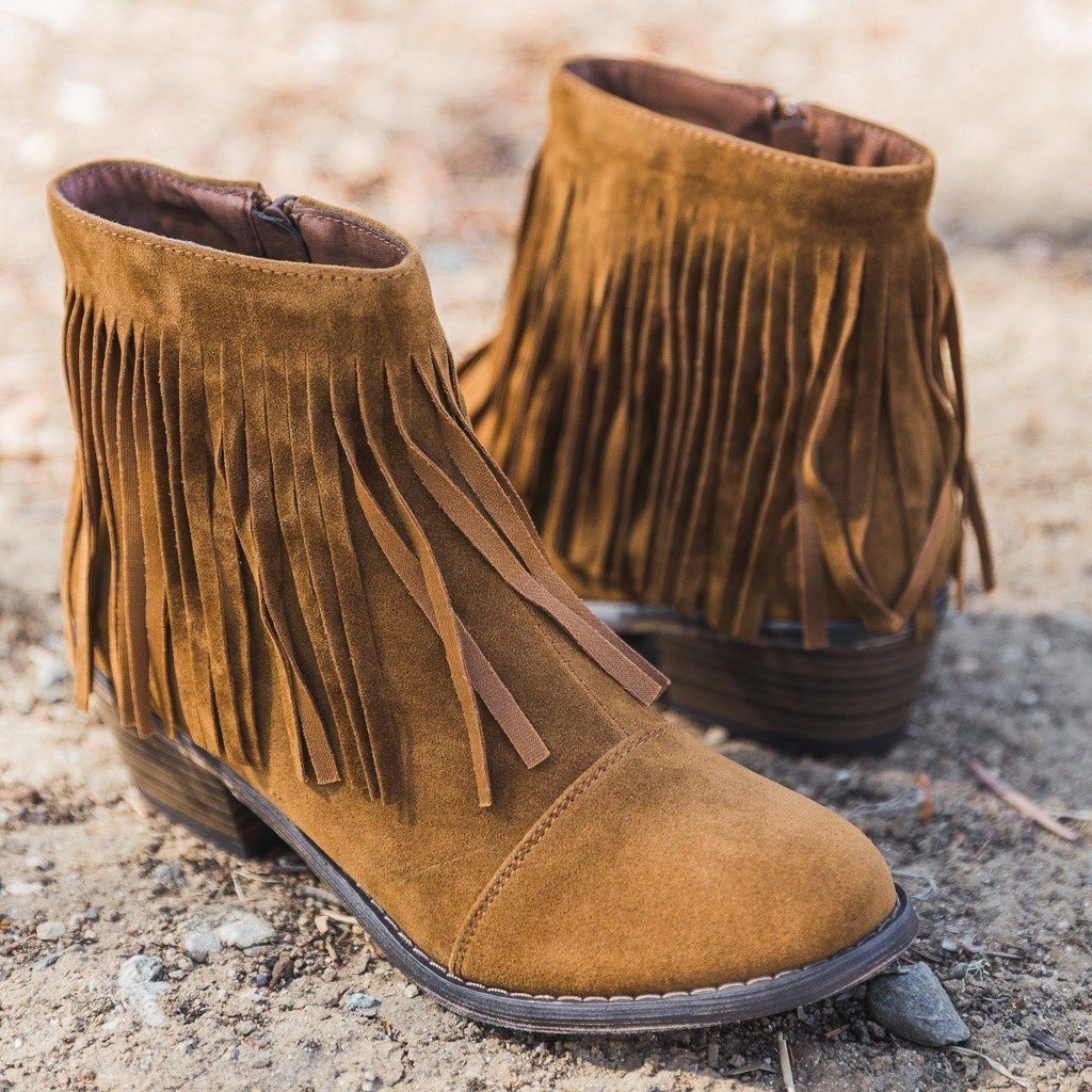 Fringe Capped Toe Booties Breckelle's 