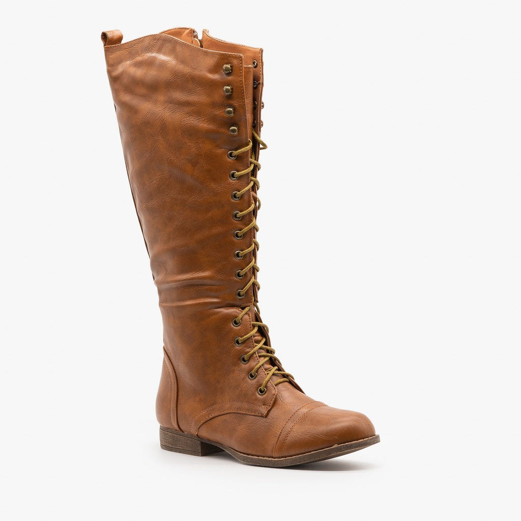 women's cognac leather riding boots