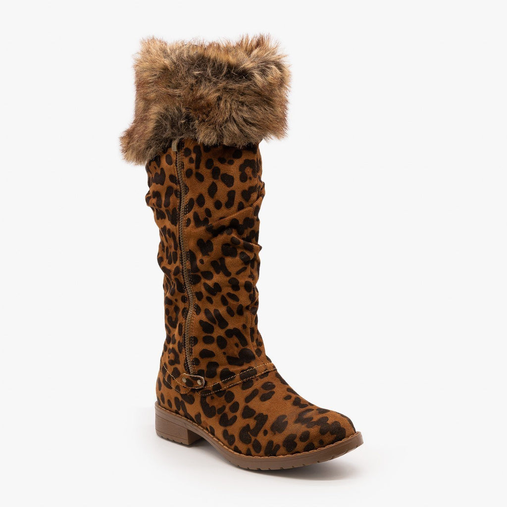 leopard fur boots