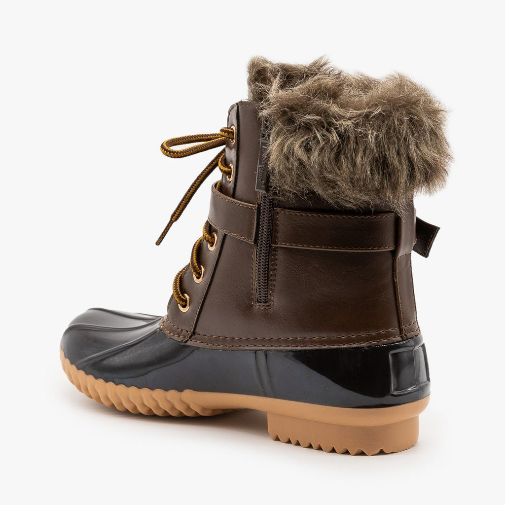 Furry Cuff Duck Boots - Nature Breeze 