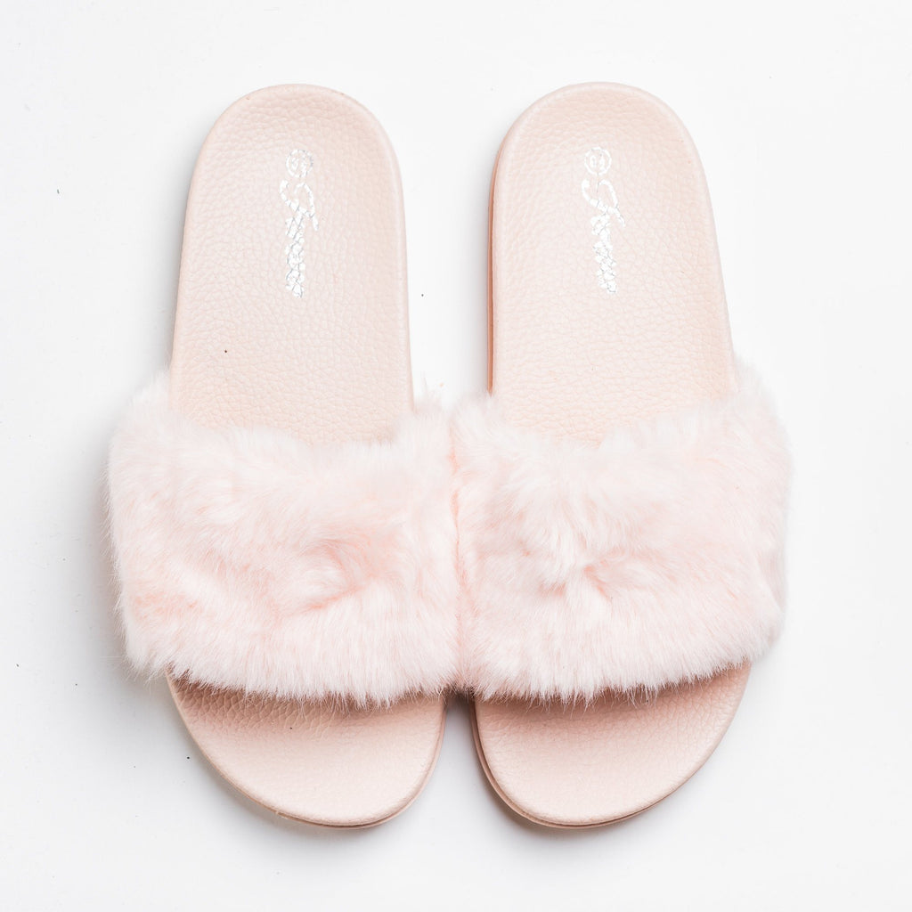 womens fuzzy slide slippers