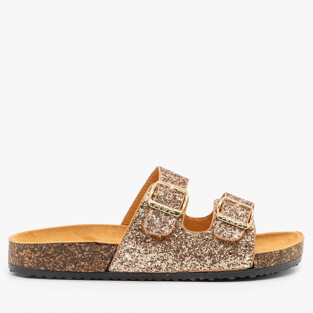 gold buckle sandals