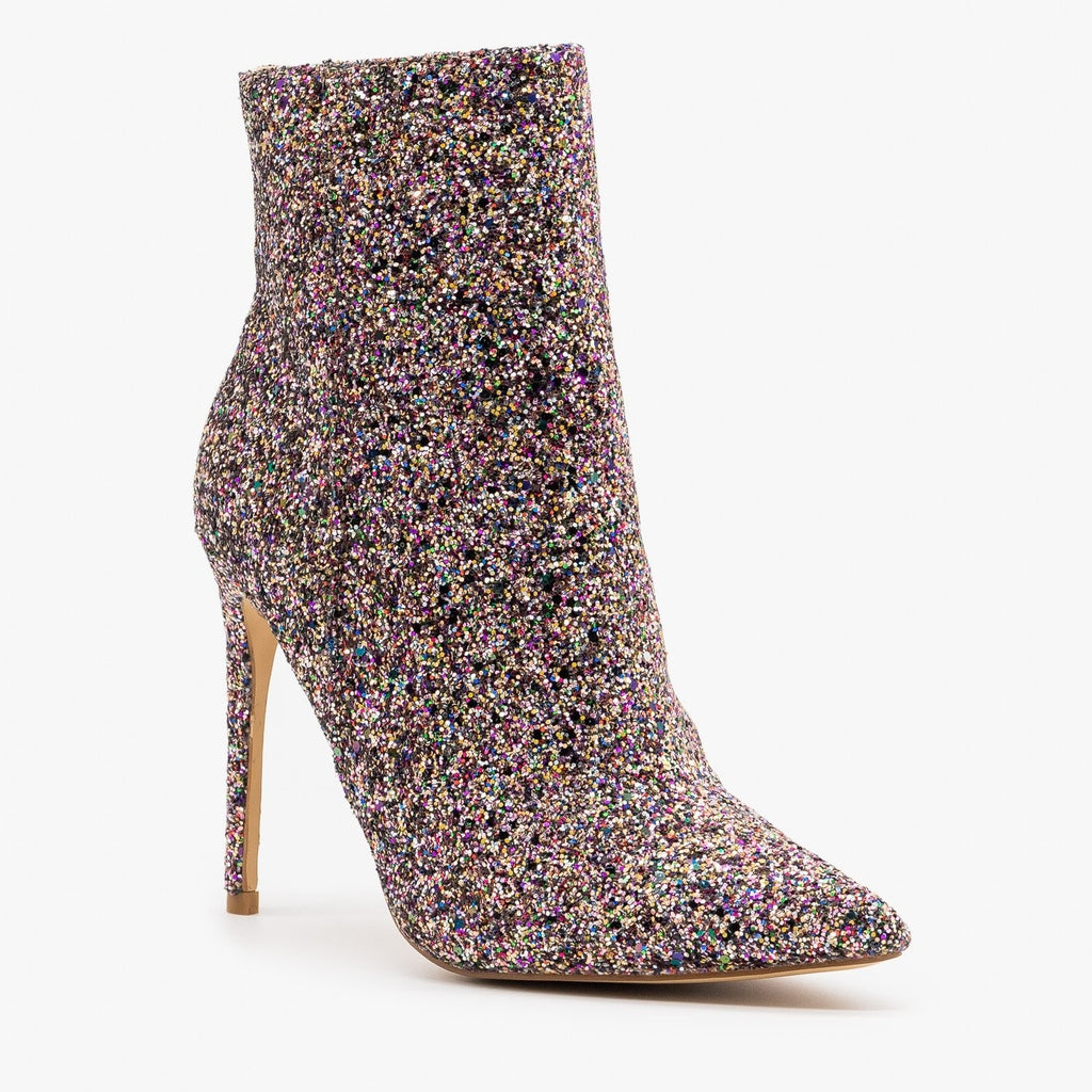 booties with glitter heel