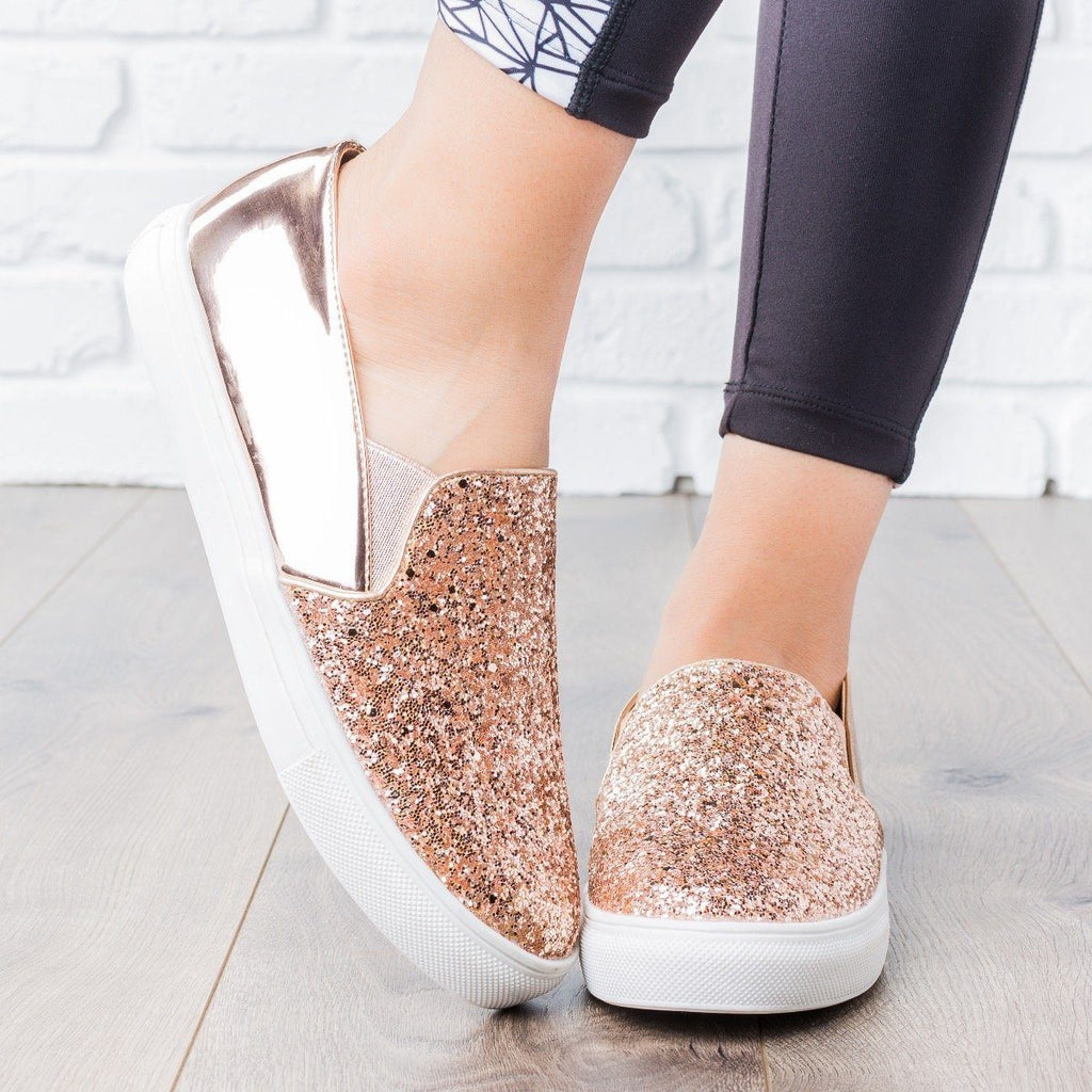 Glitzy Slip-On Sneakers - Anna Shoes 