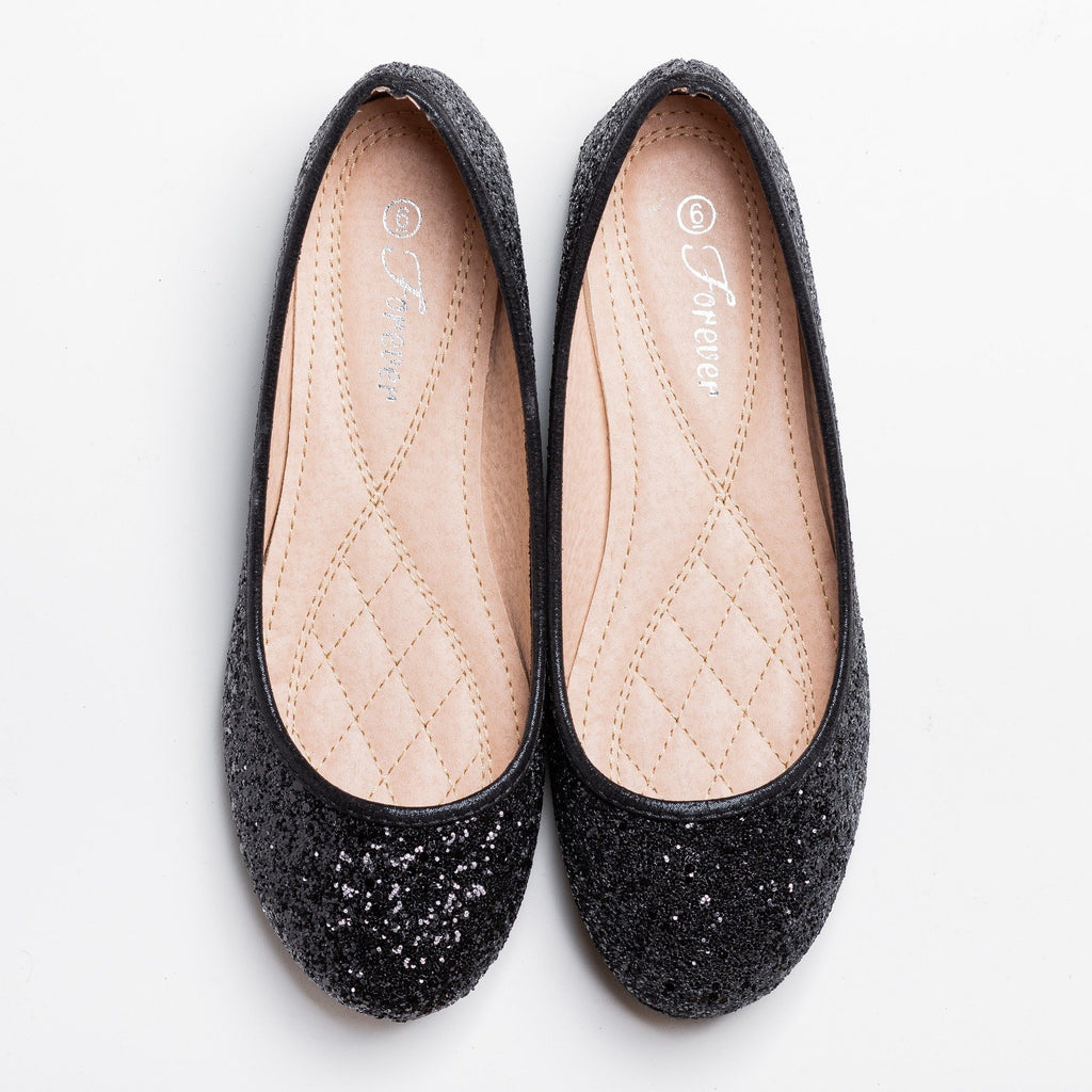 black glitter flats womens