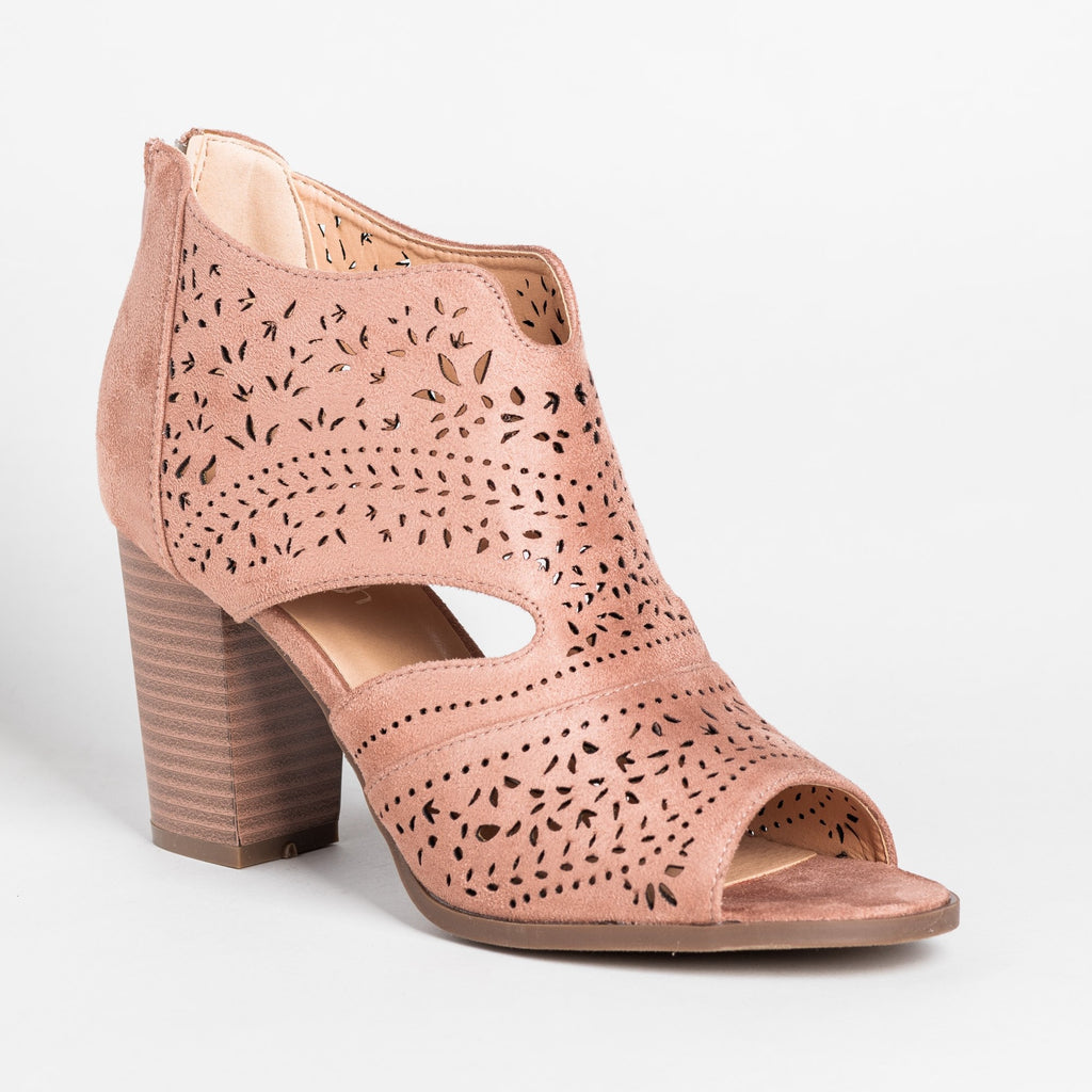 Gorgeous Laser Cut Open-Toe Booties 