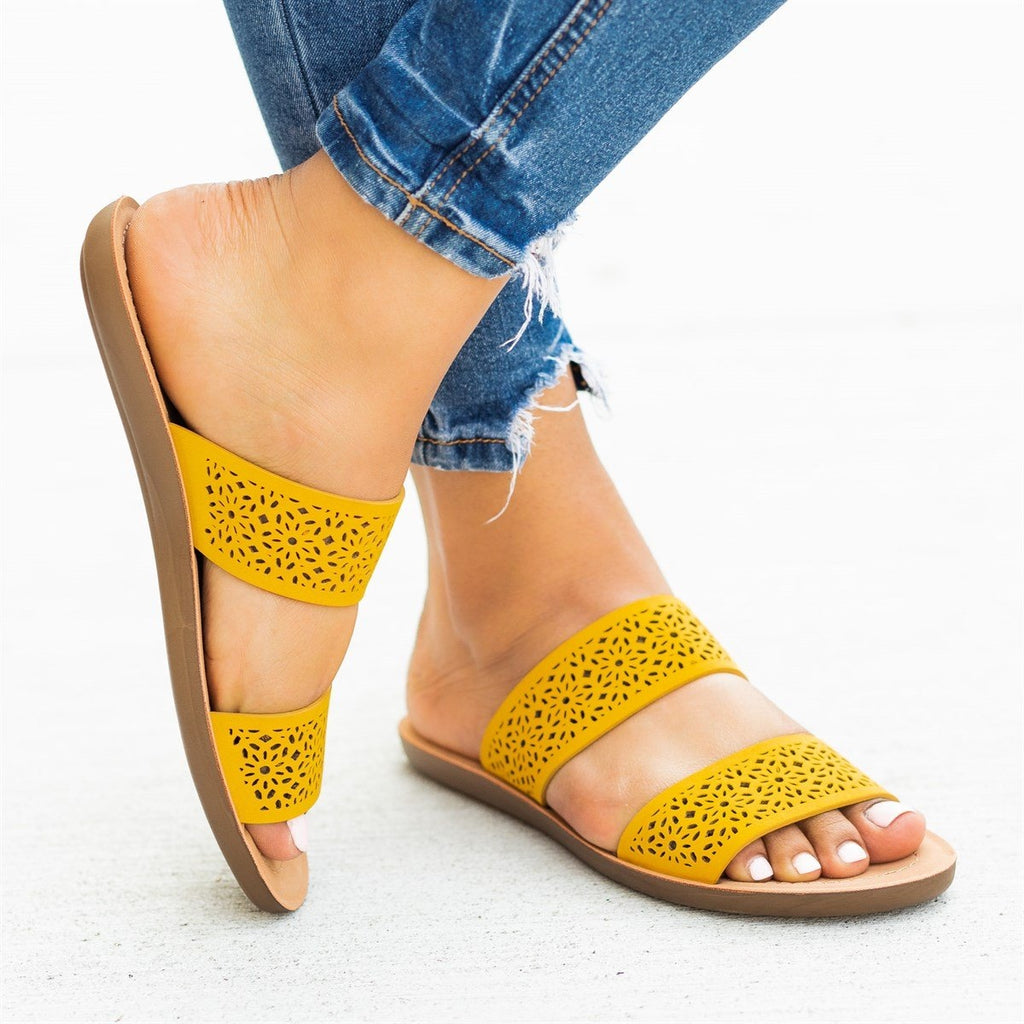 mustard sliders shoes