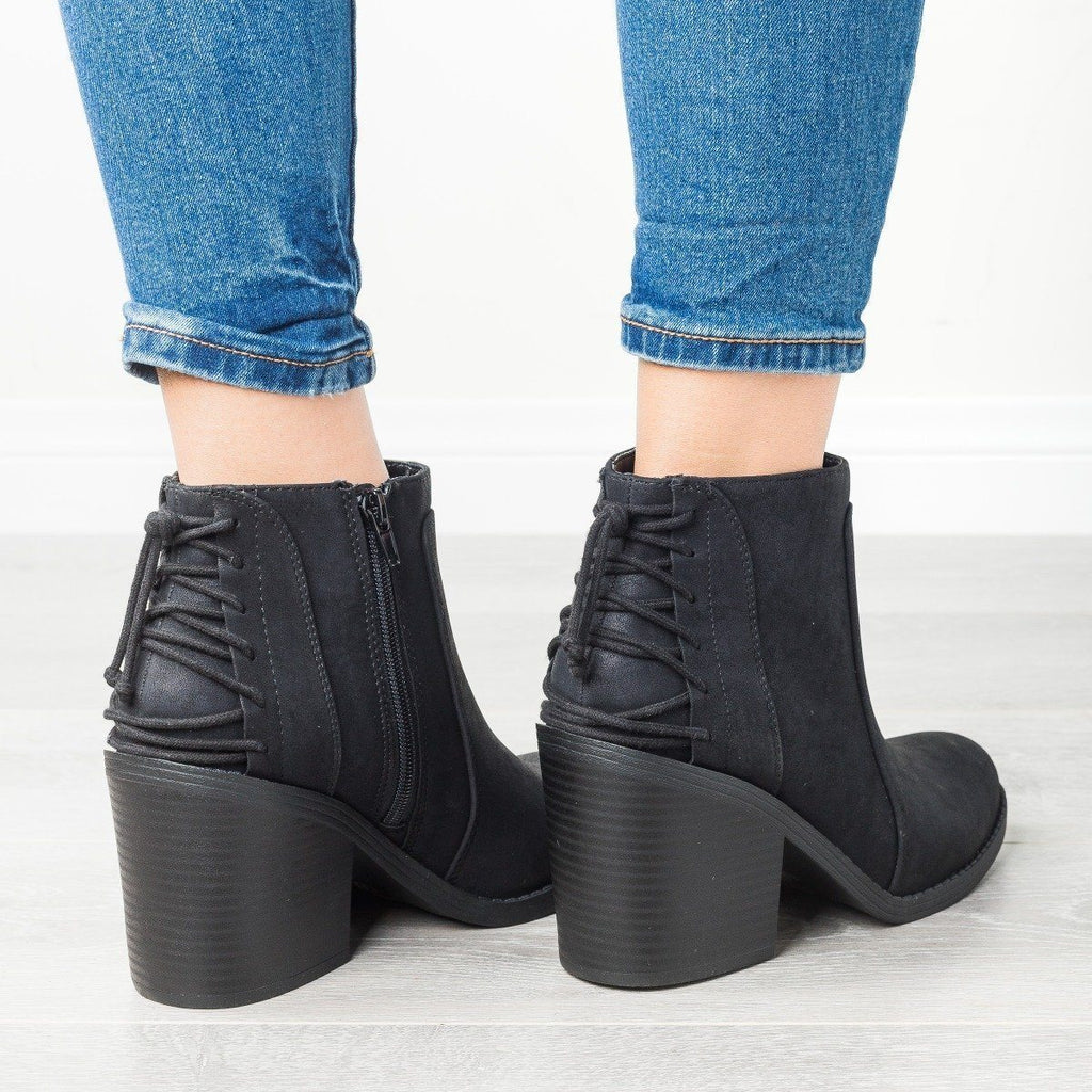 lace up chunky heel boots