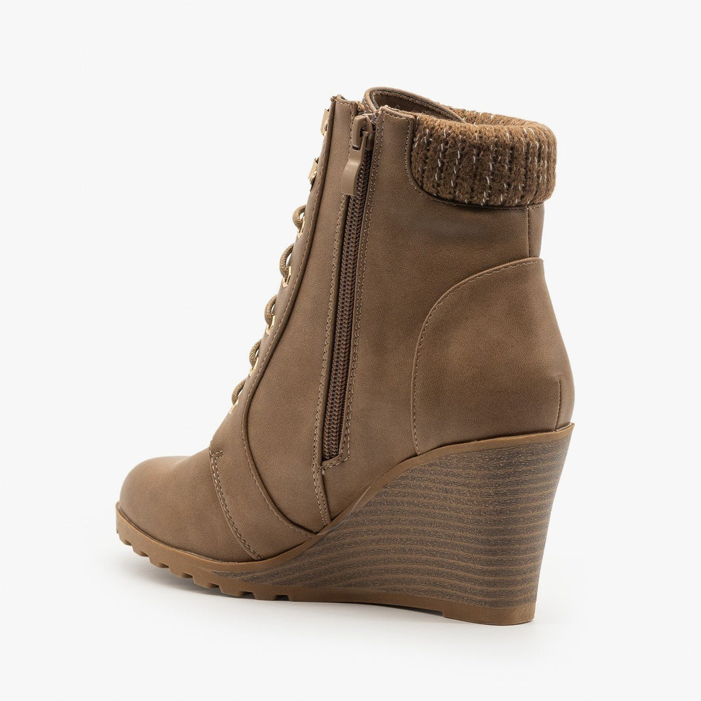 wedge booties with laces