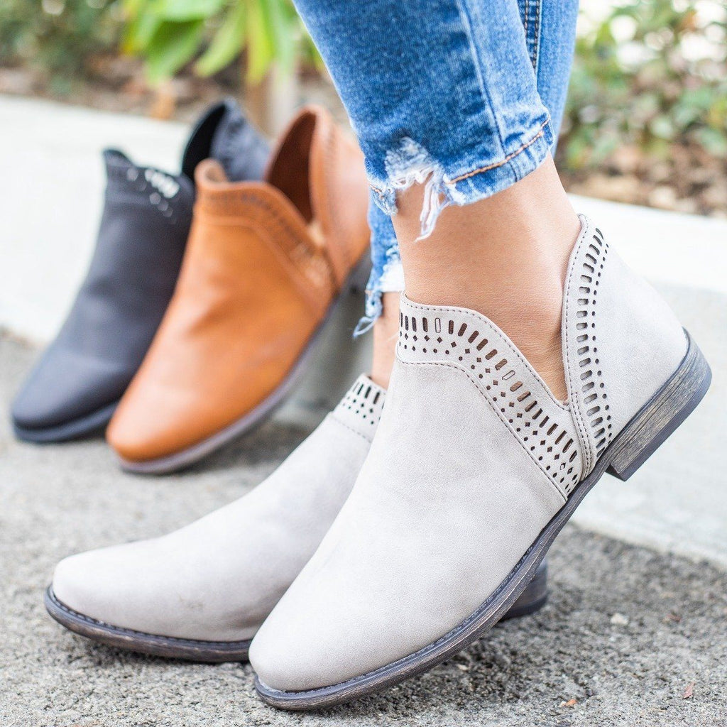 laser cut ankle booties