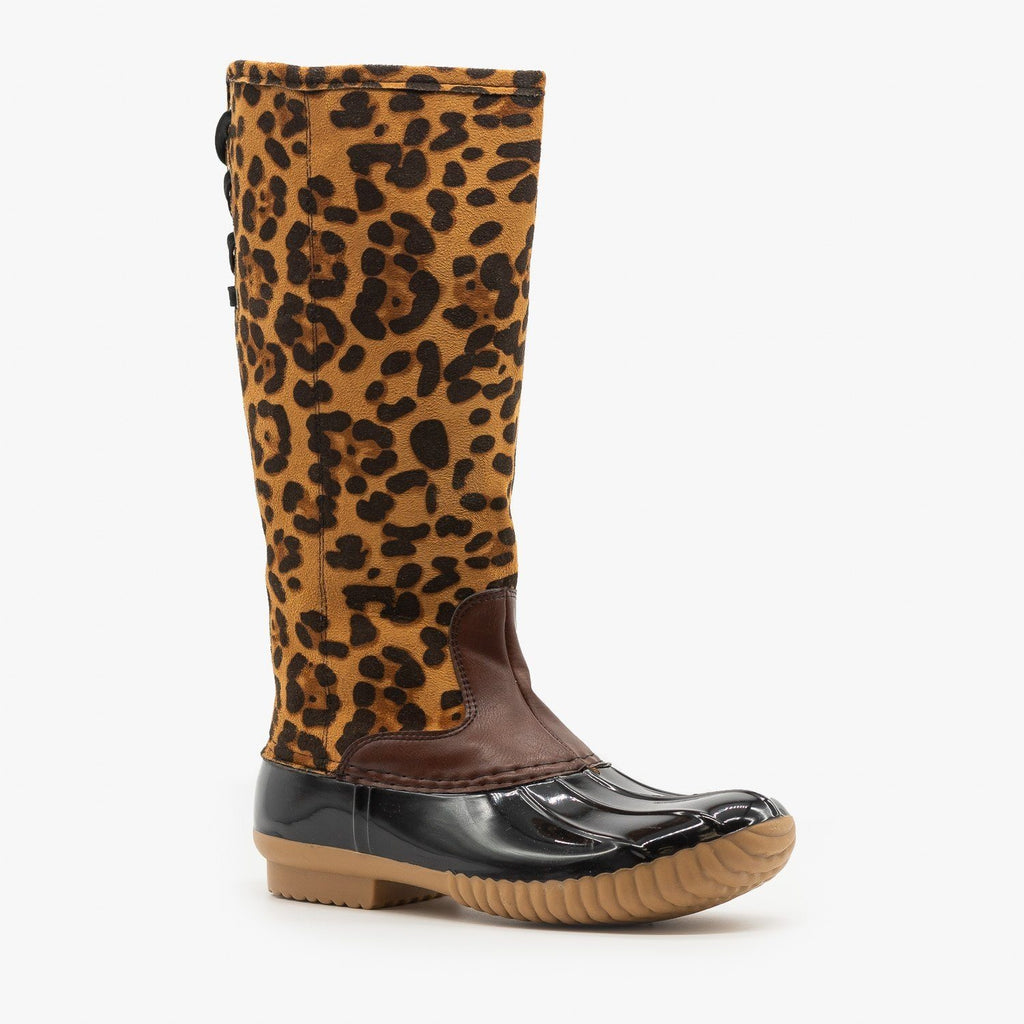 leopard duck boots