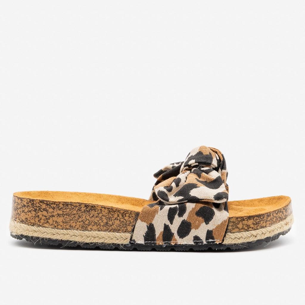 leopard slides with bow