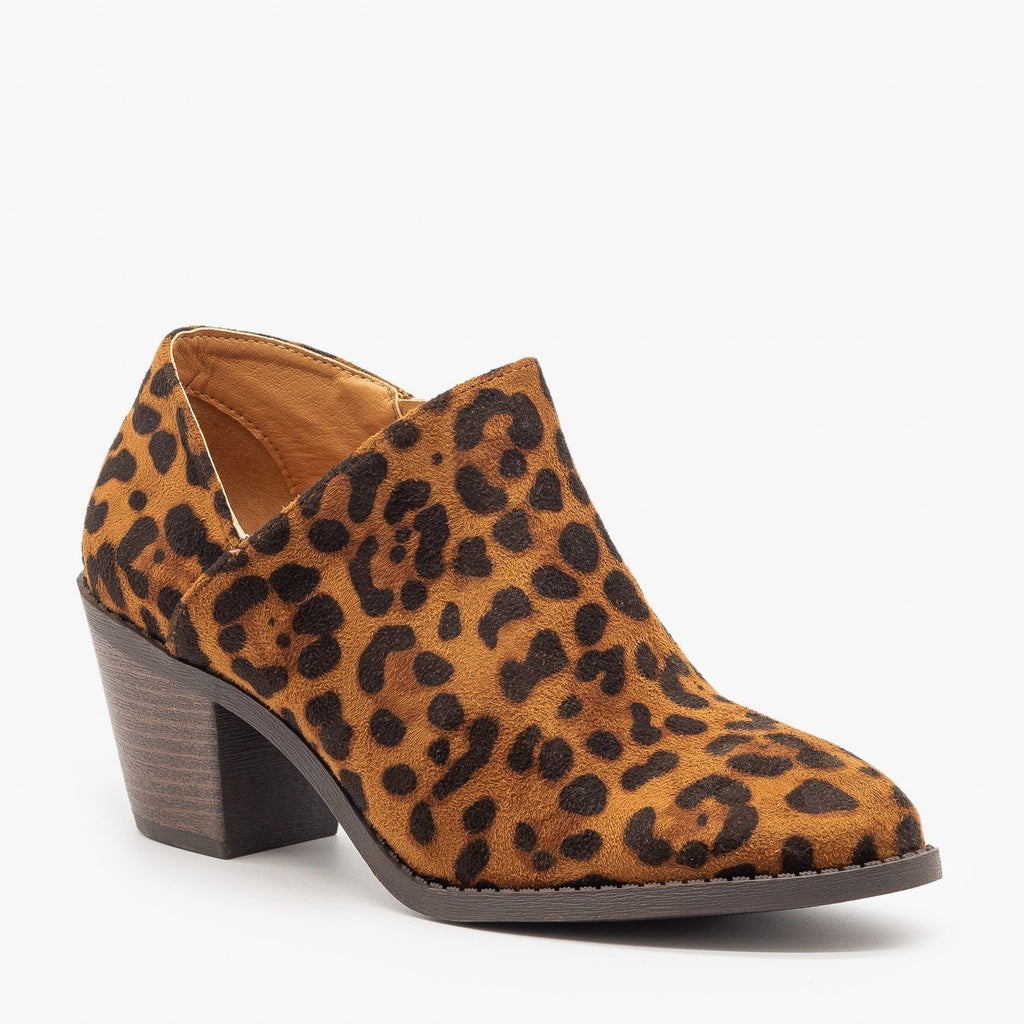 animal print low heel shoes