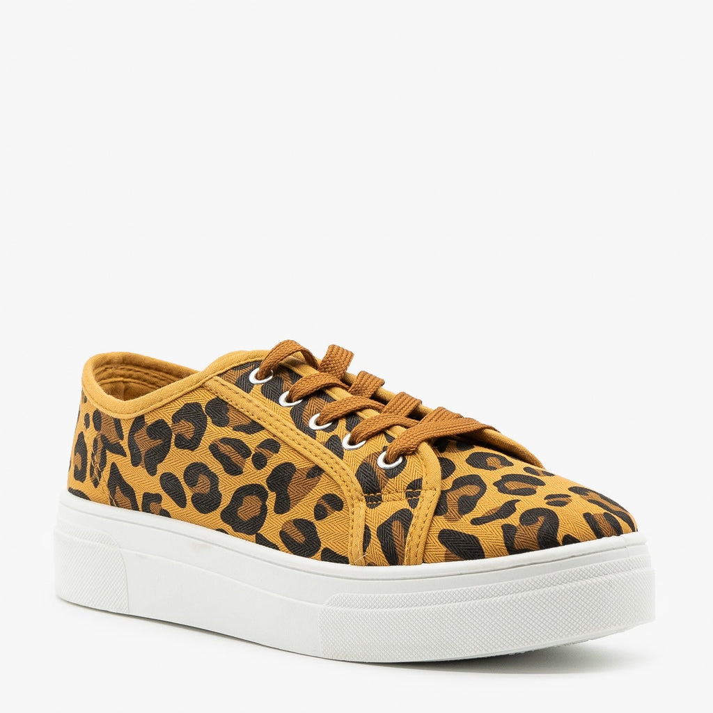 Leopard Print Platform Sneakers - La 