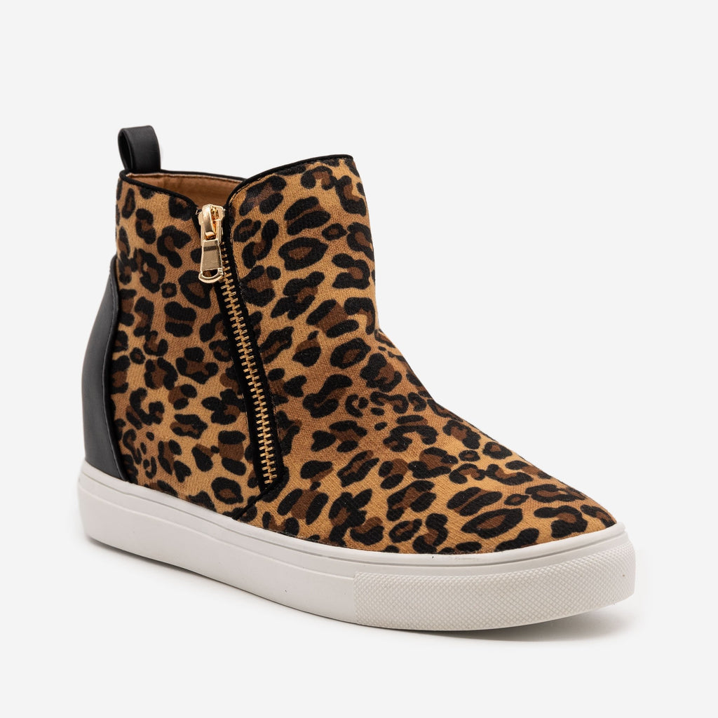 Leopard Print Wedge Sneakers - La 
