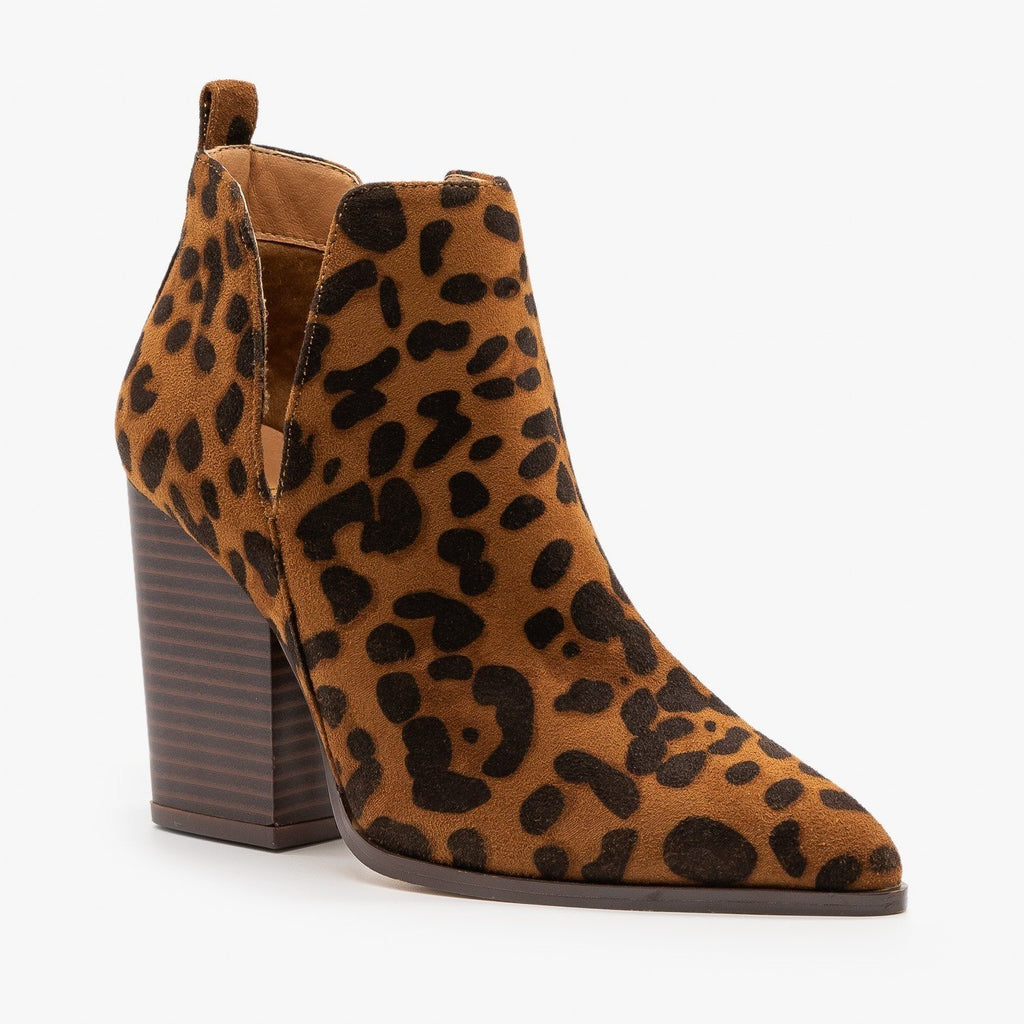 leopard pointed toe booties