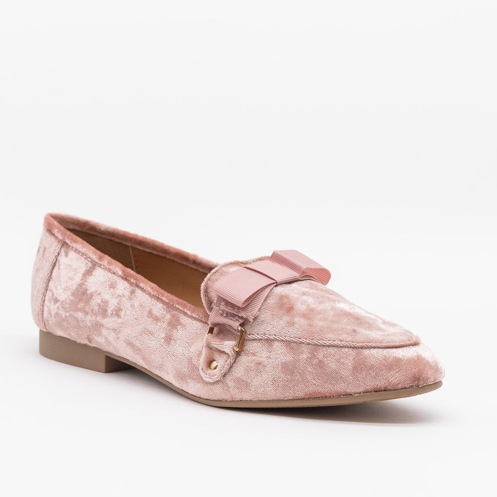 pink bow loafers