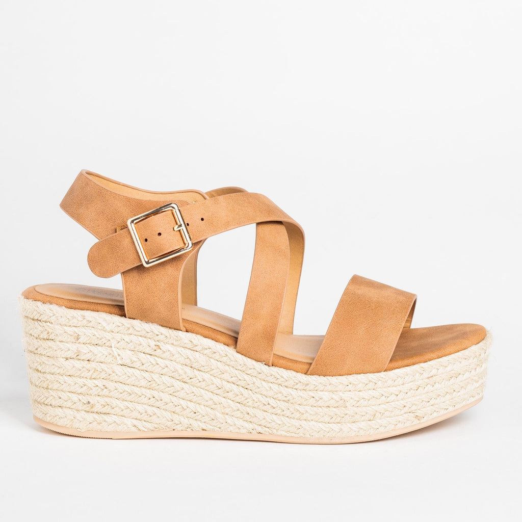 Lovely Criss Cross Espadrille Wedges 