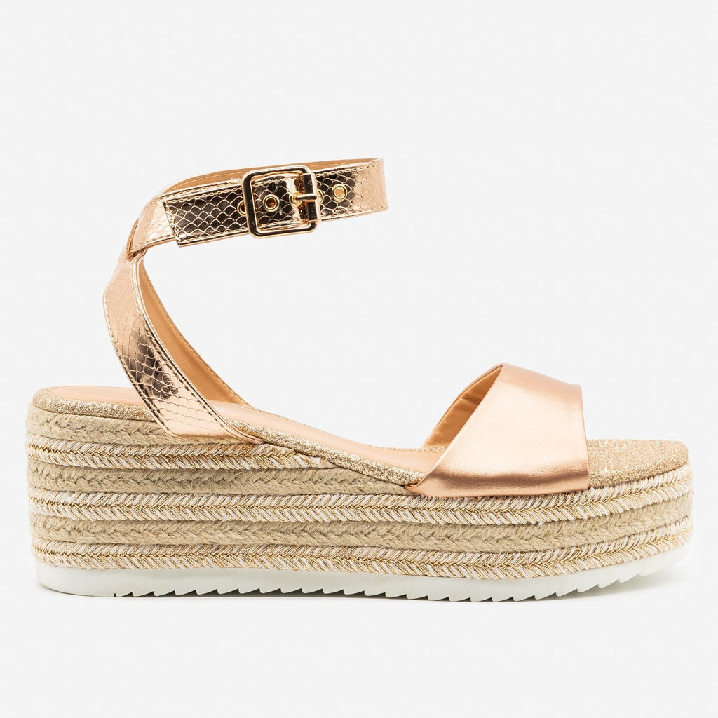 rose gold platform espadrilles