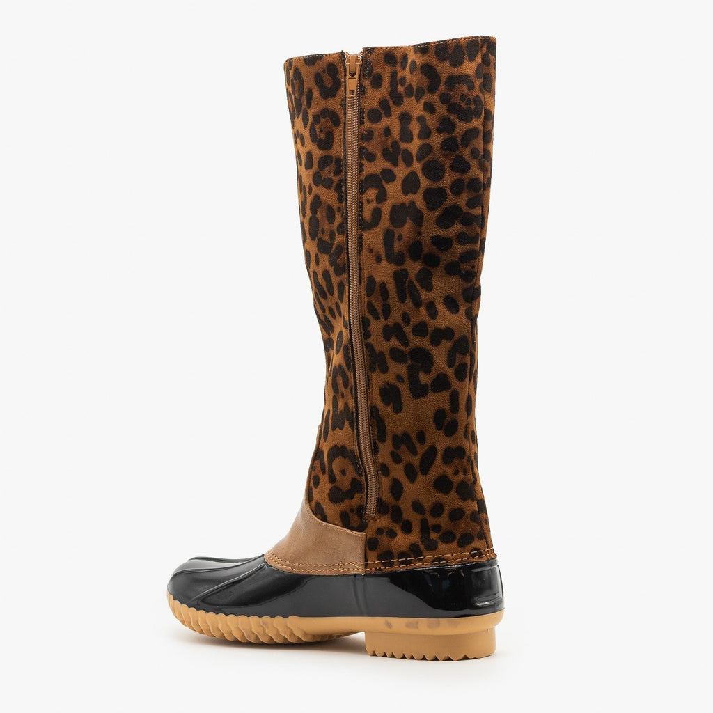 leopard print mid calf boots