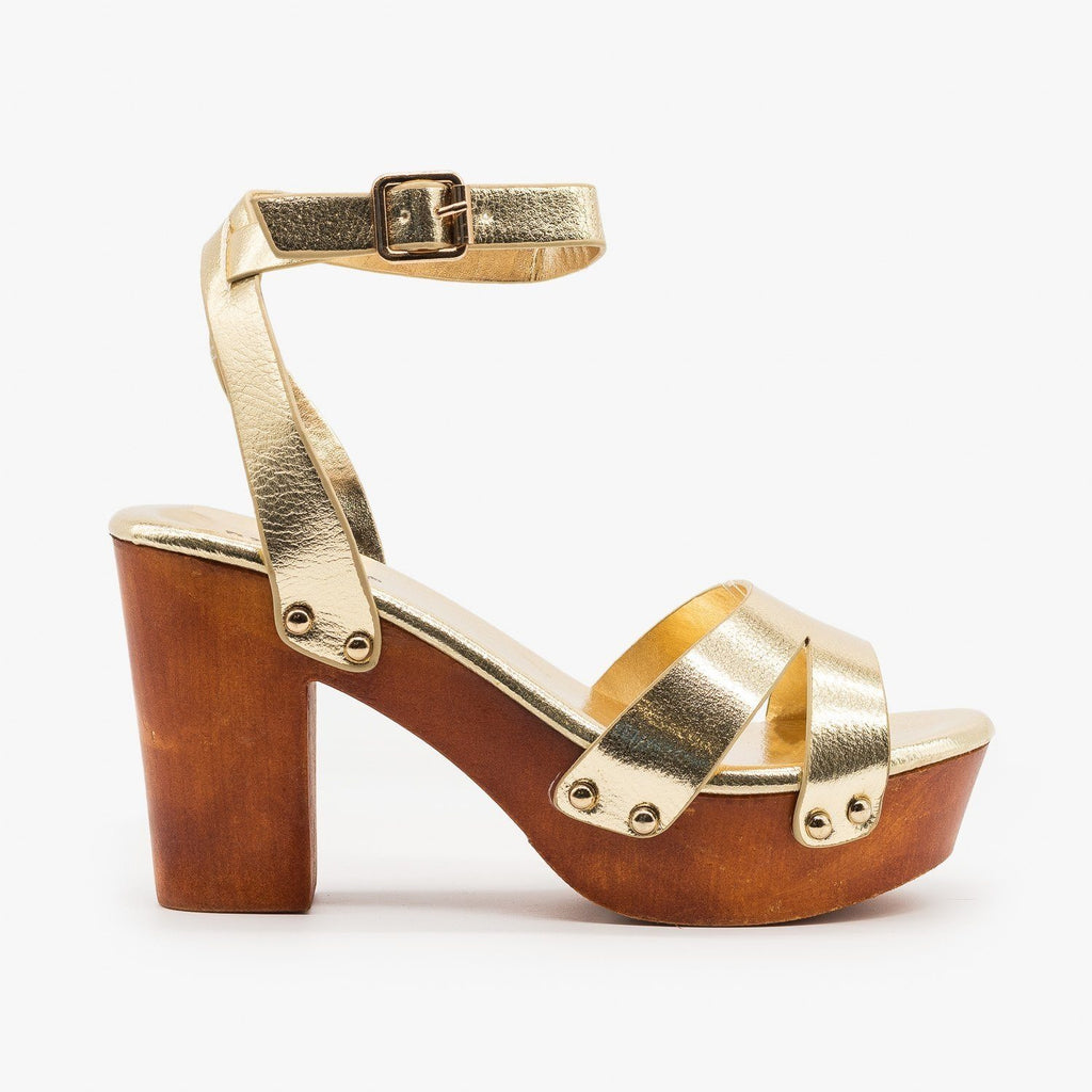 heeled clogs with strap