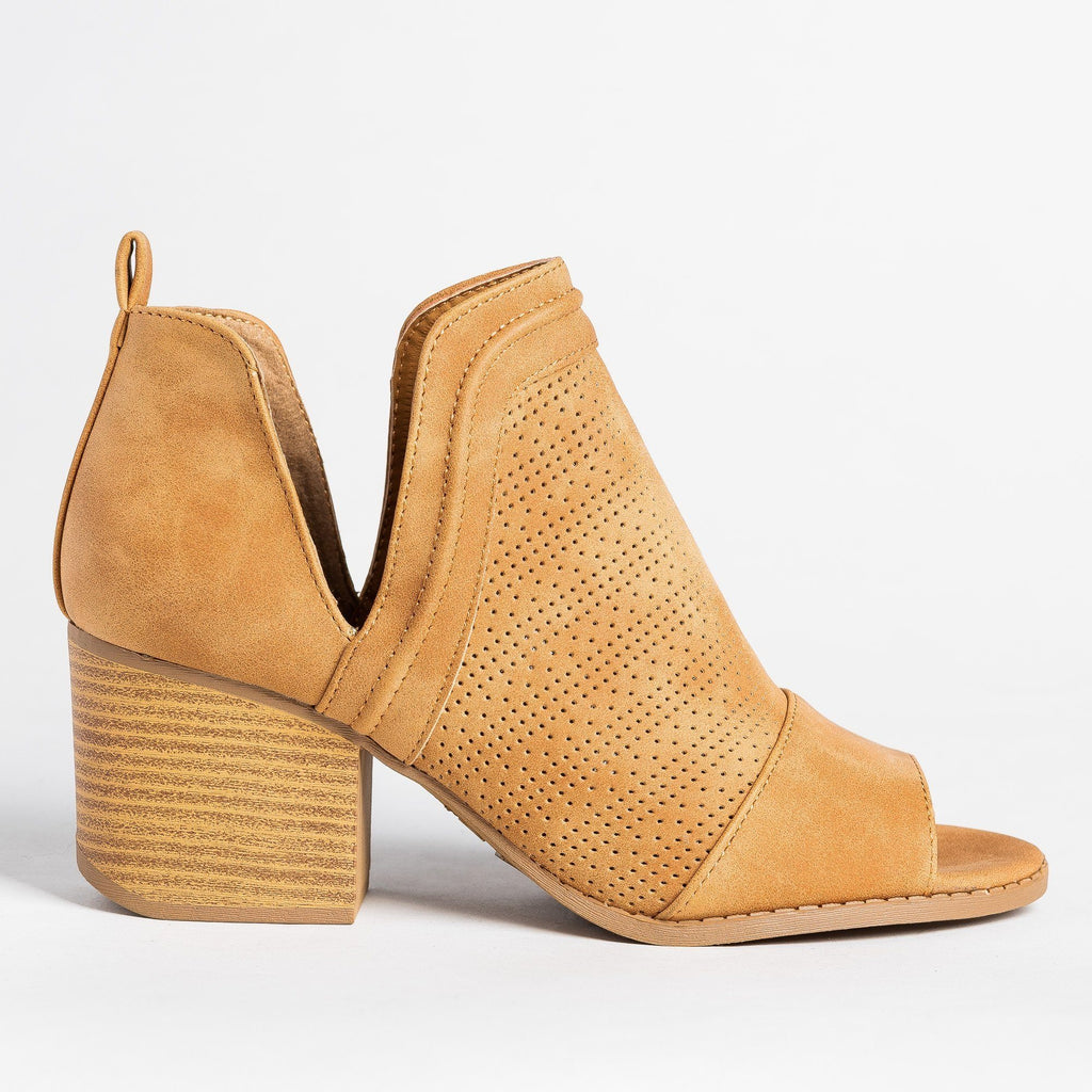 Open-Toe Pinhole Booties - Qupid Shoes 