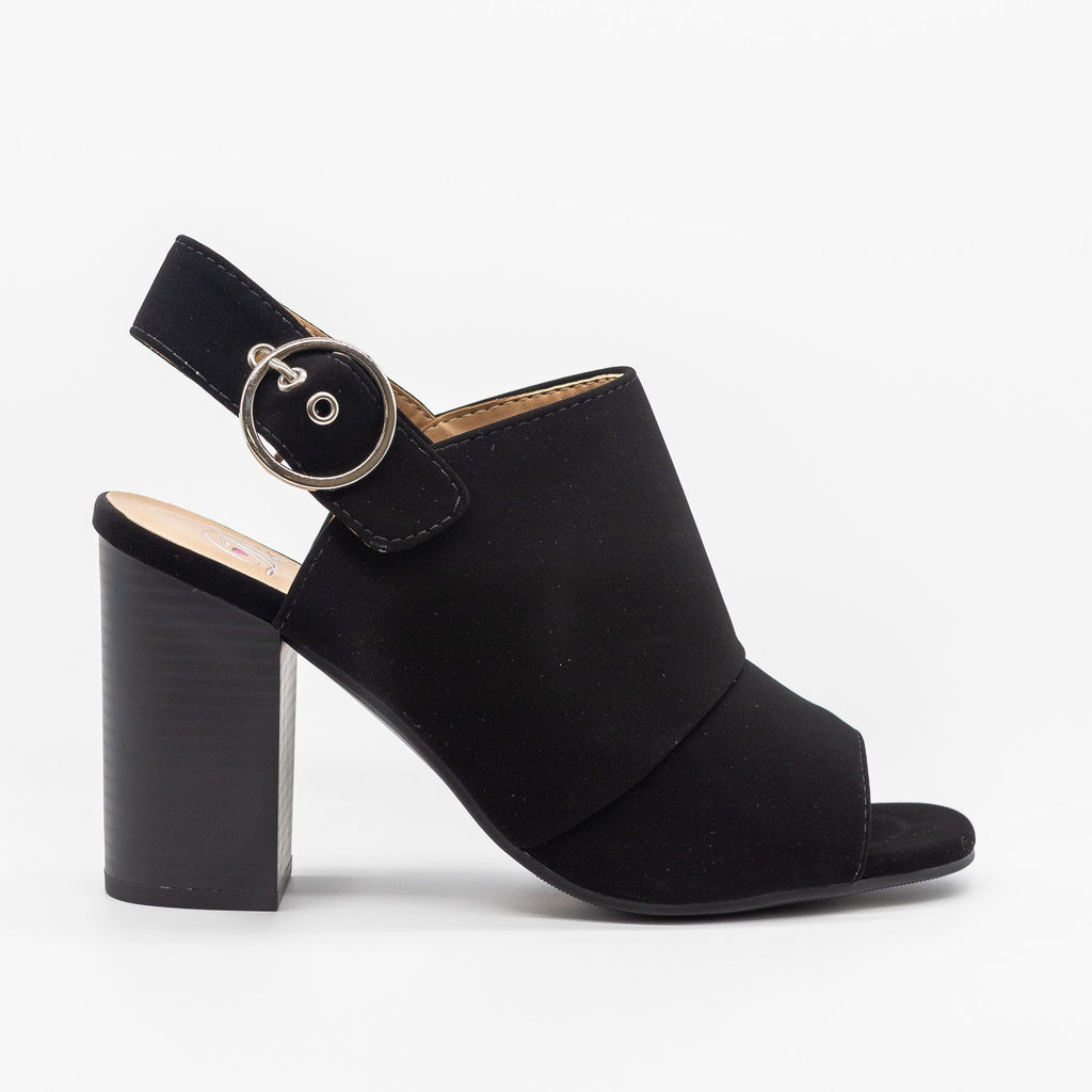 womens black mule heels