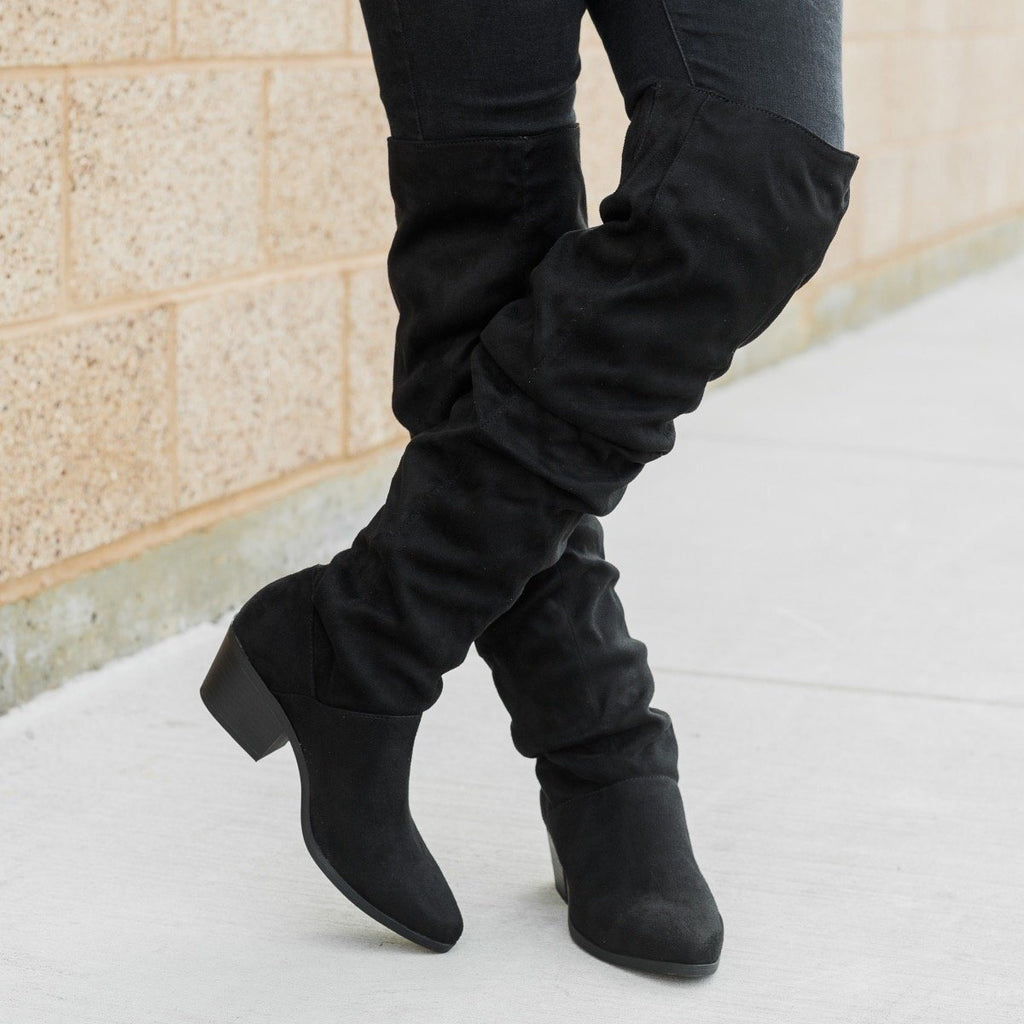 Over The Knee Slouchy Boots - Qupid 