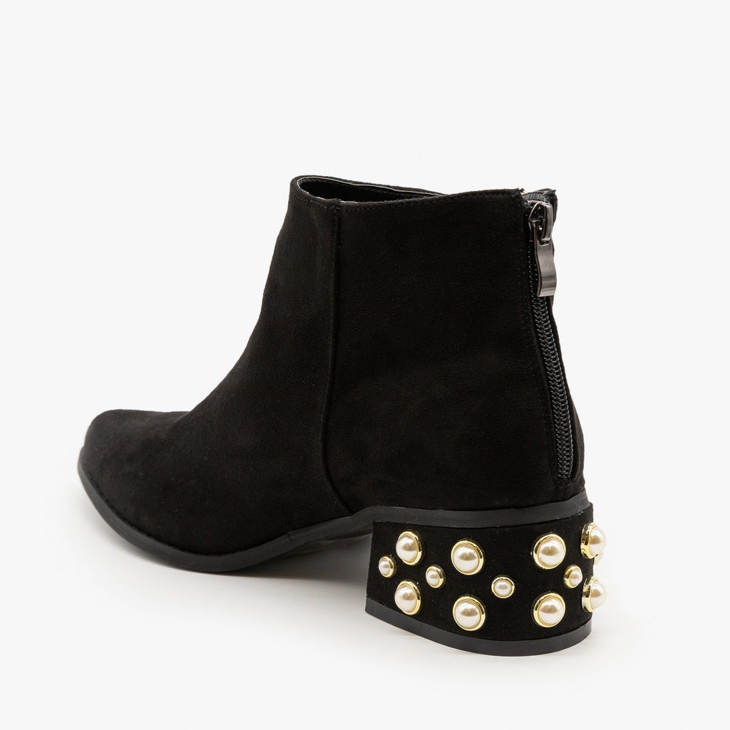 pearl studded booties