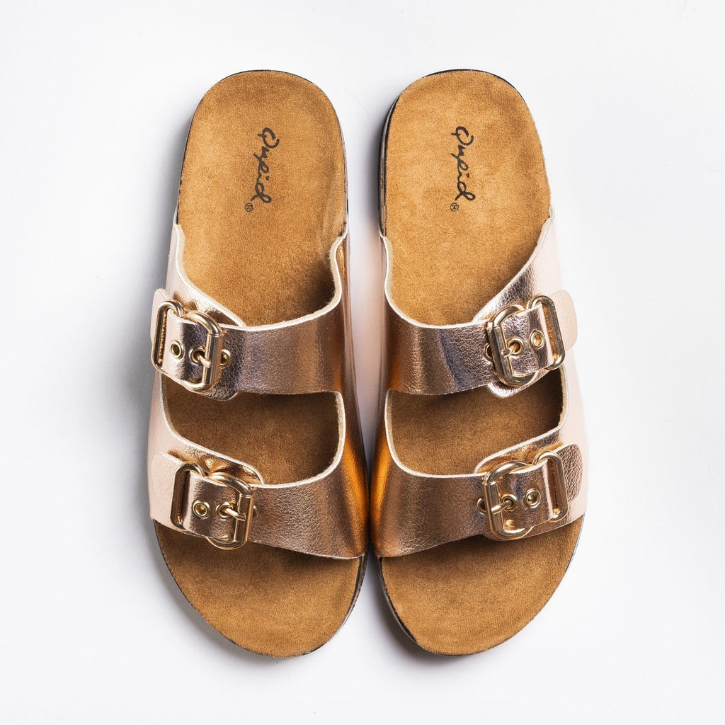 womens gold slides