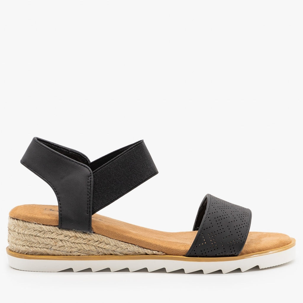 womens black espadrille wedges